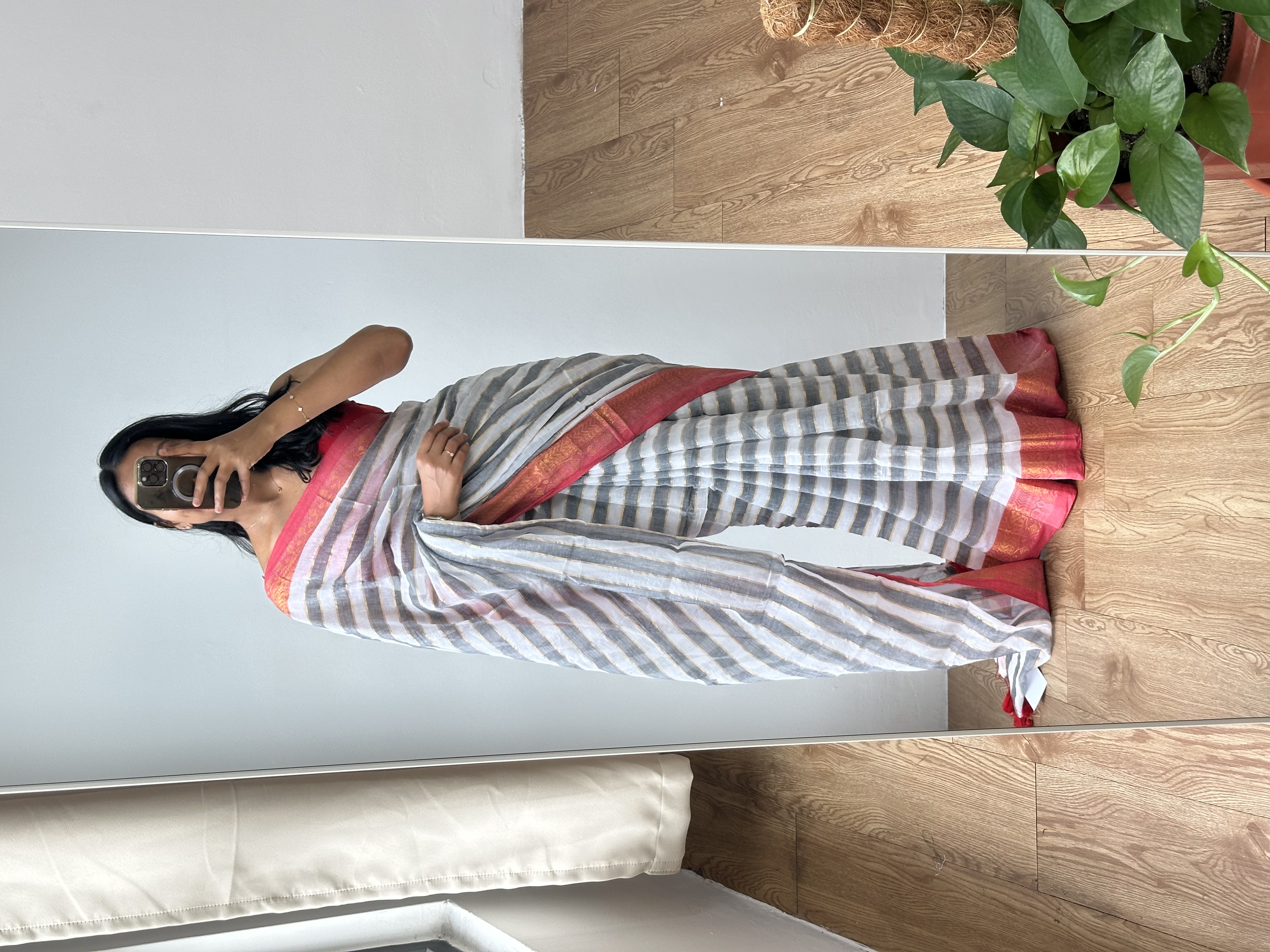 Kanchi Stripes Mul Saree