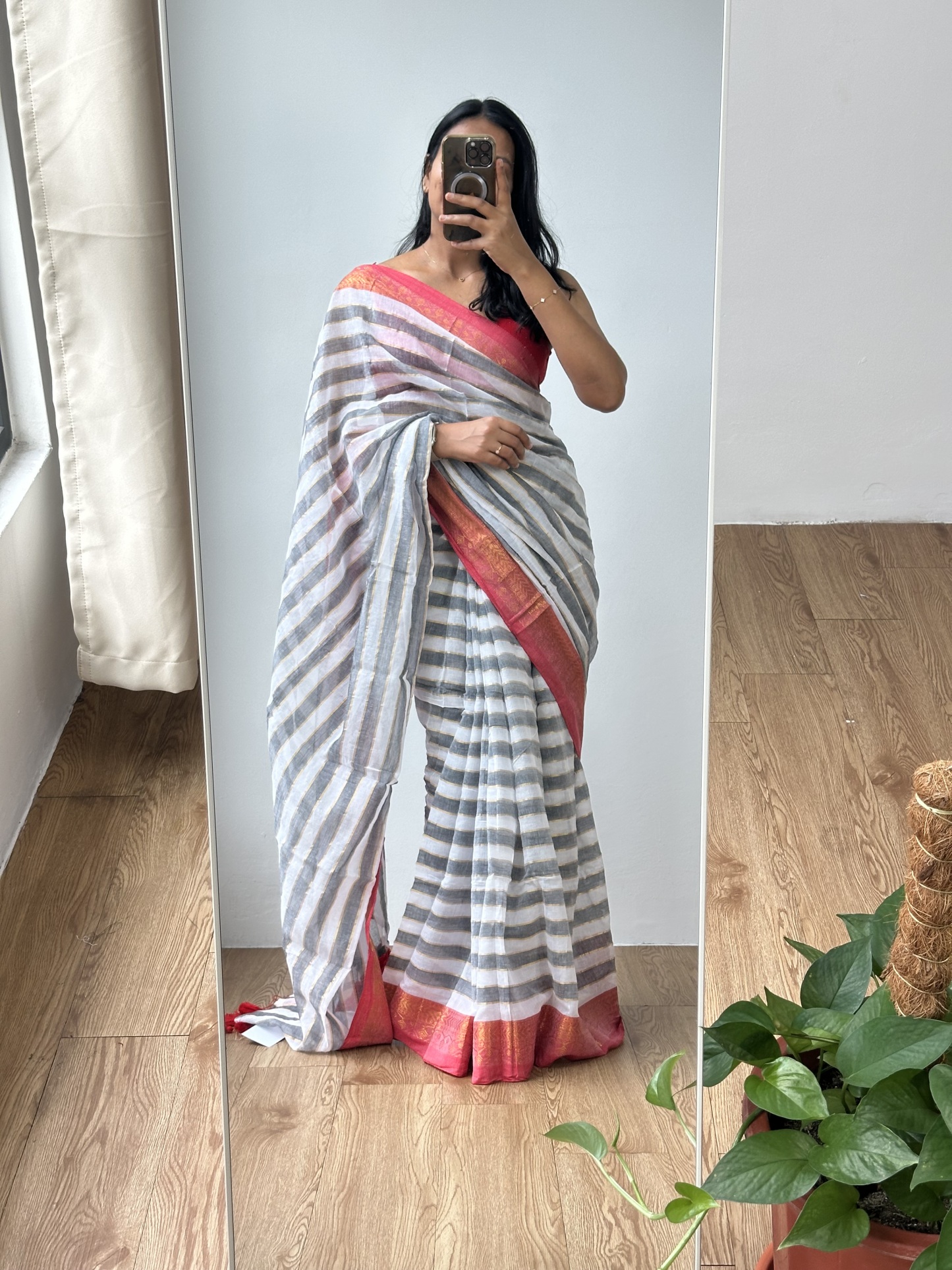 Kanchi Stripes Mul Saree