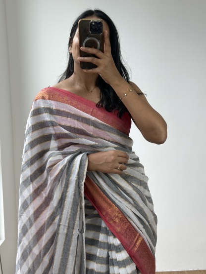 Kanchi Stripes Mul Saree