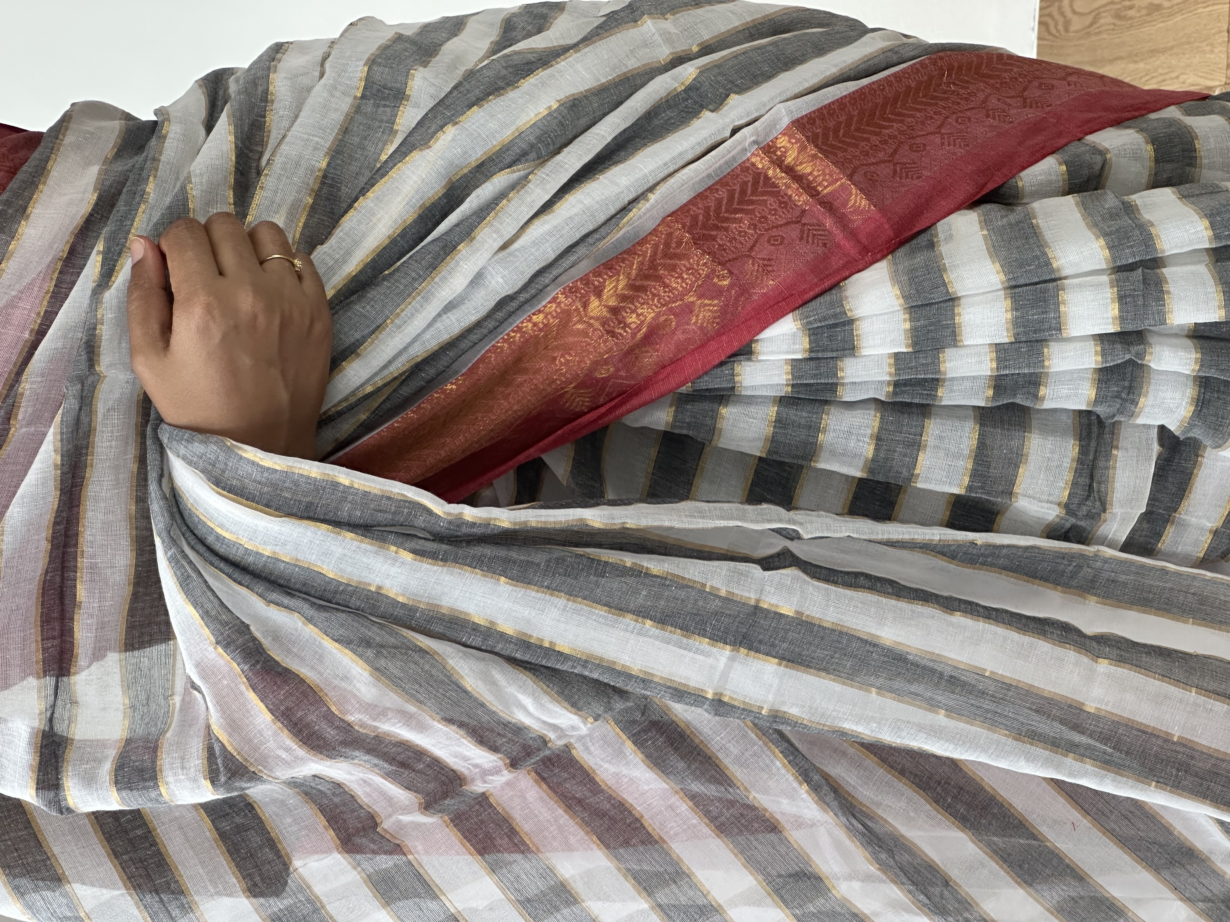 Kanchi Stripes Mul Saree
