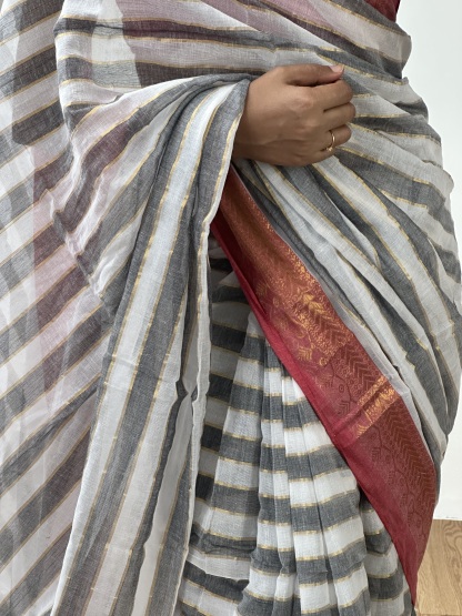 Kanchi Stripes Mul Saree