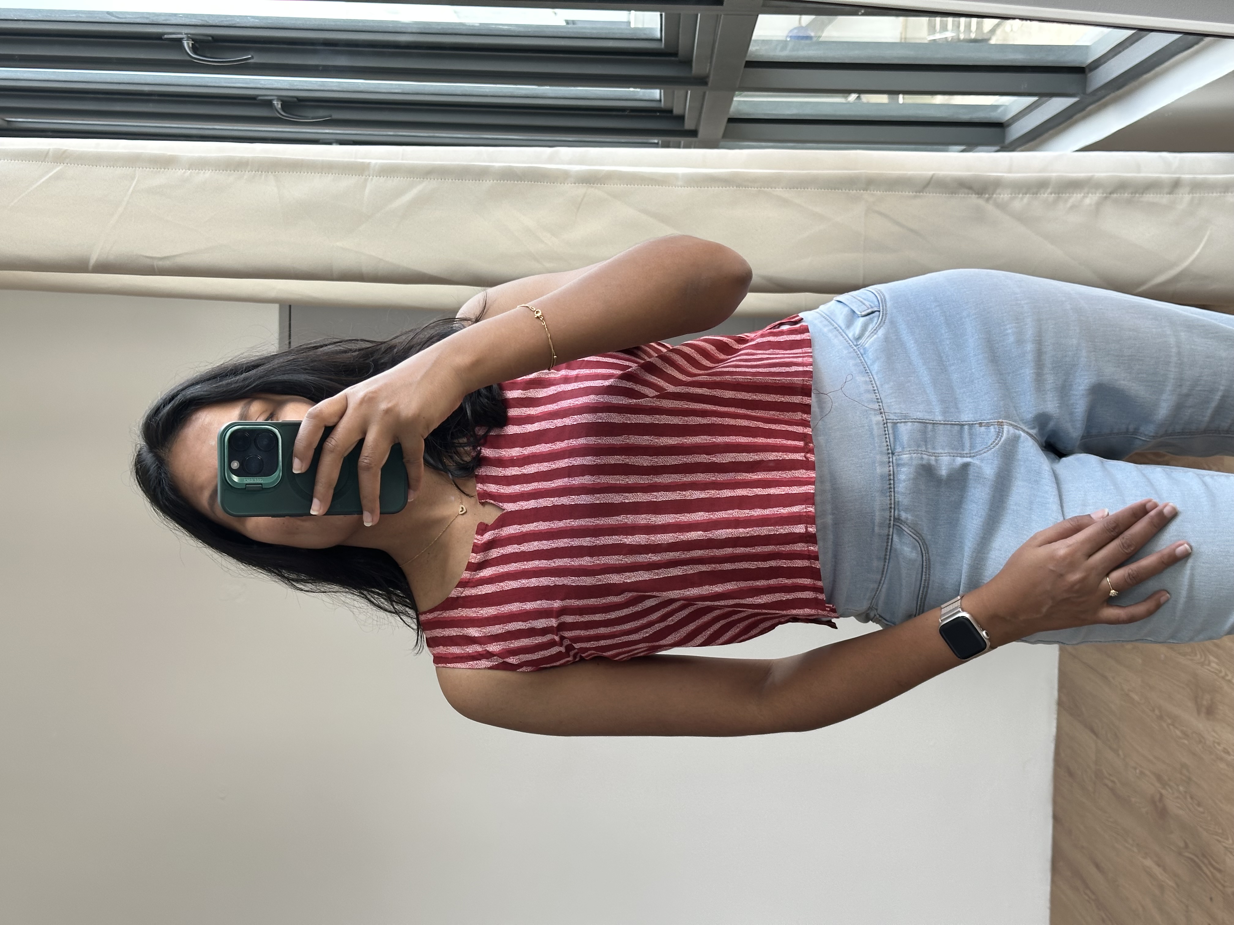 Cotton Crop Top (Stripe Red)