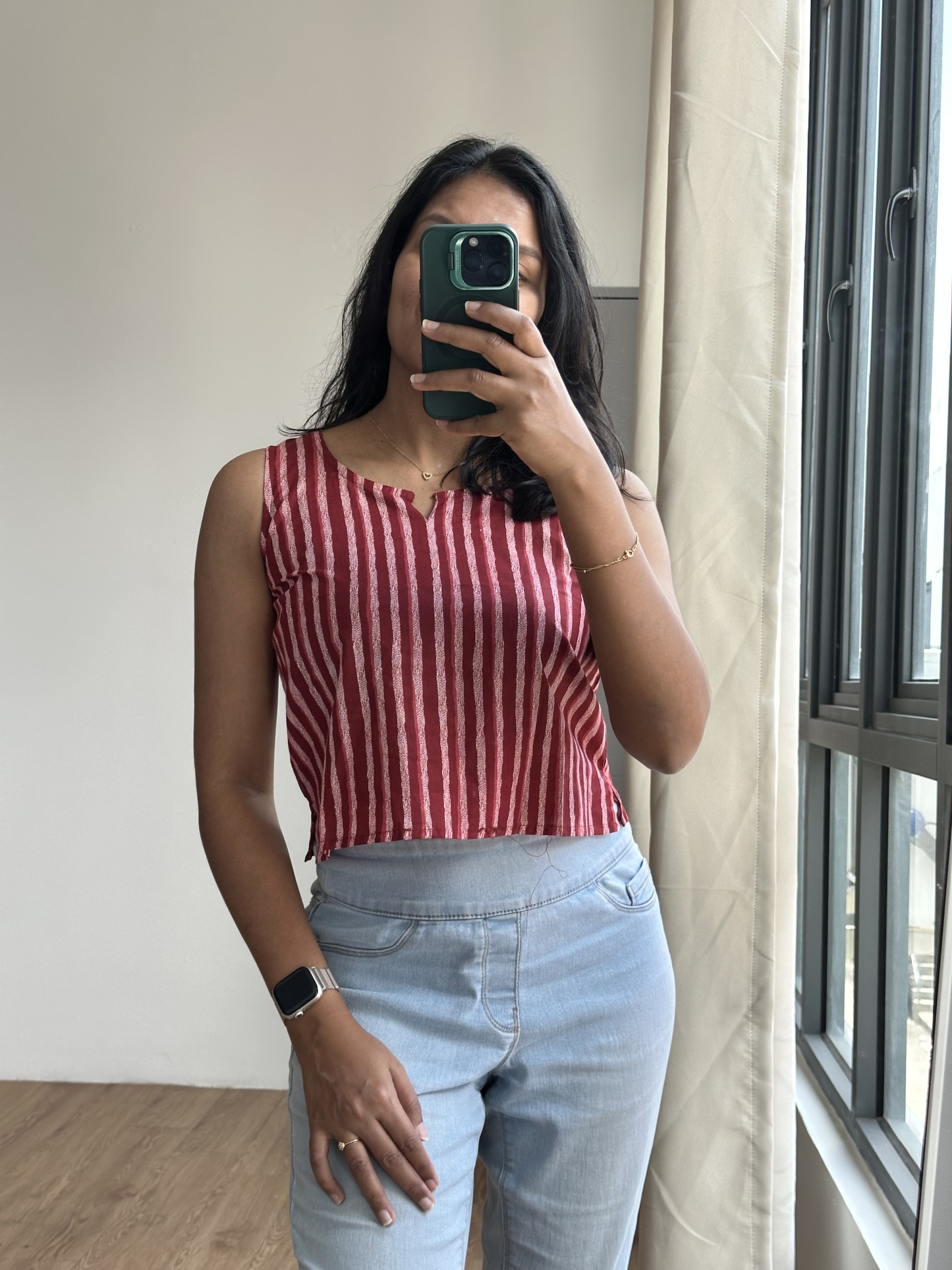 Cotton Crop Top (Stripe Red)