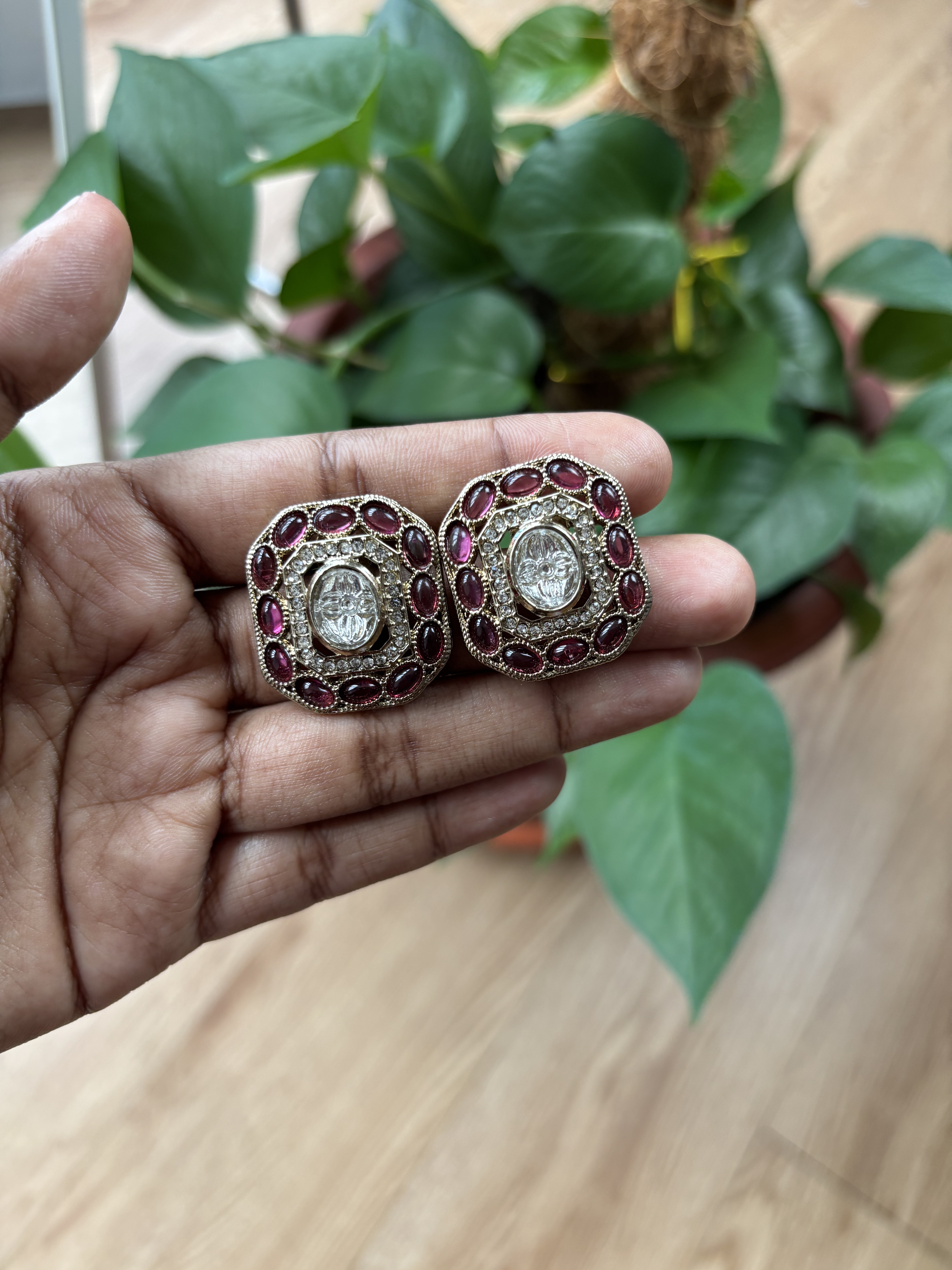 Mozanite Uncut Kundan Stud