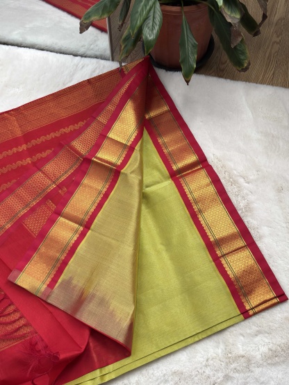Plain Silk Cotton with Korvai Border