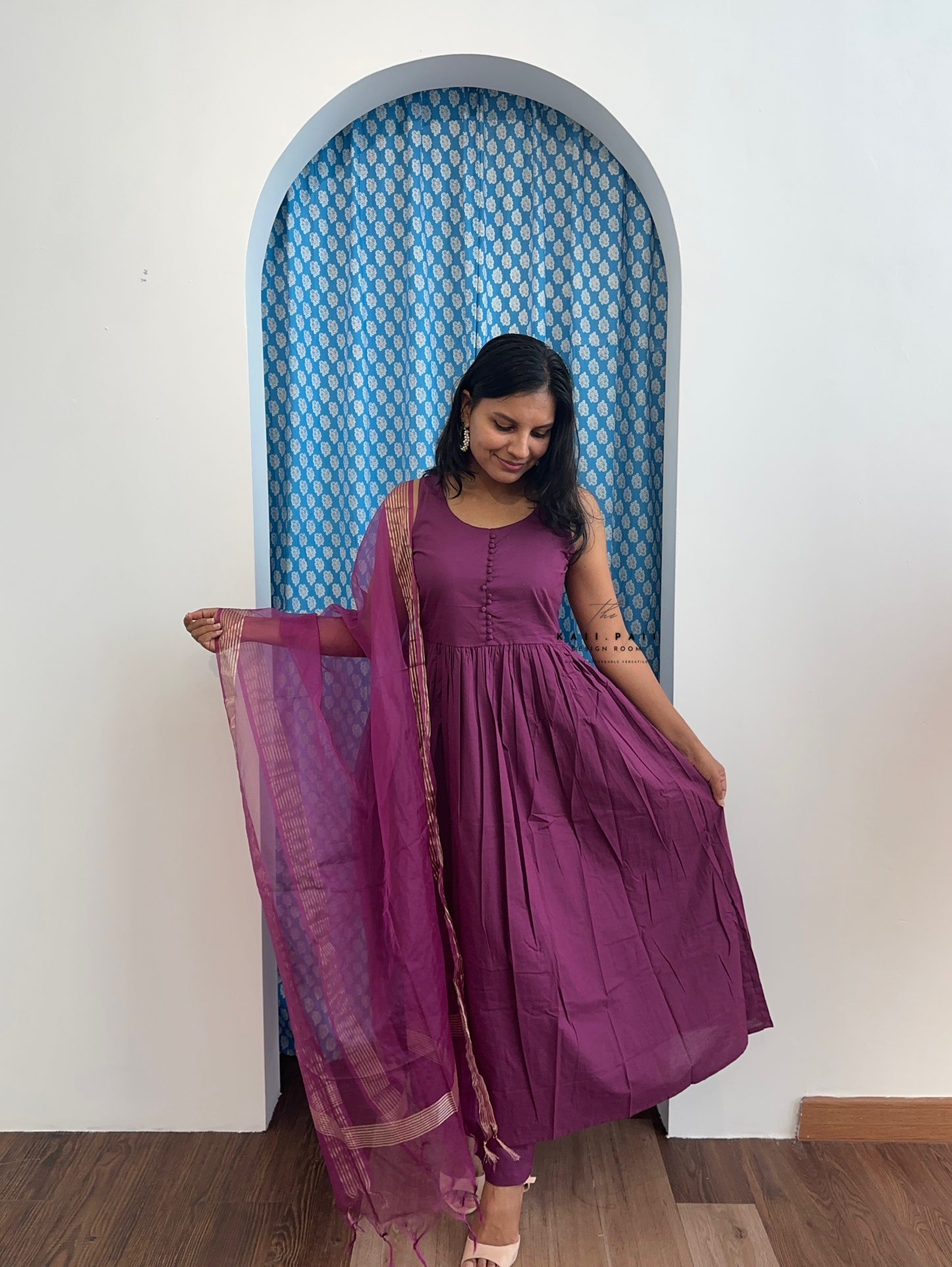 Solid Kurta Set with Organza Dupatta