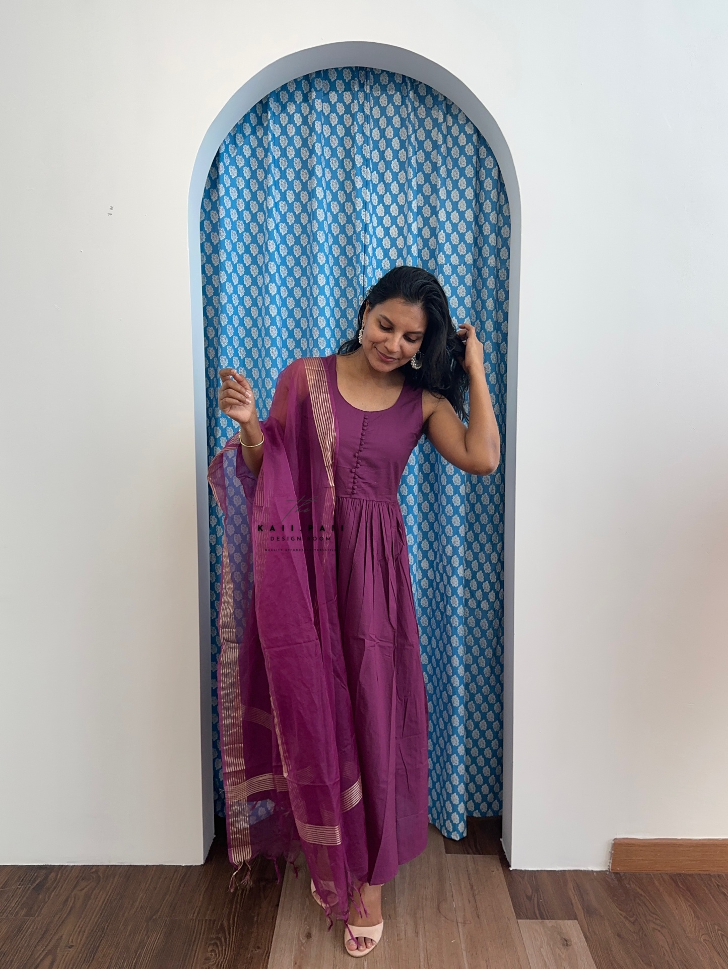 Solid Kurta Set with Organza Dupatta