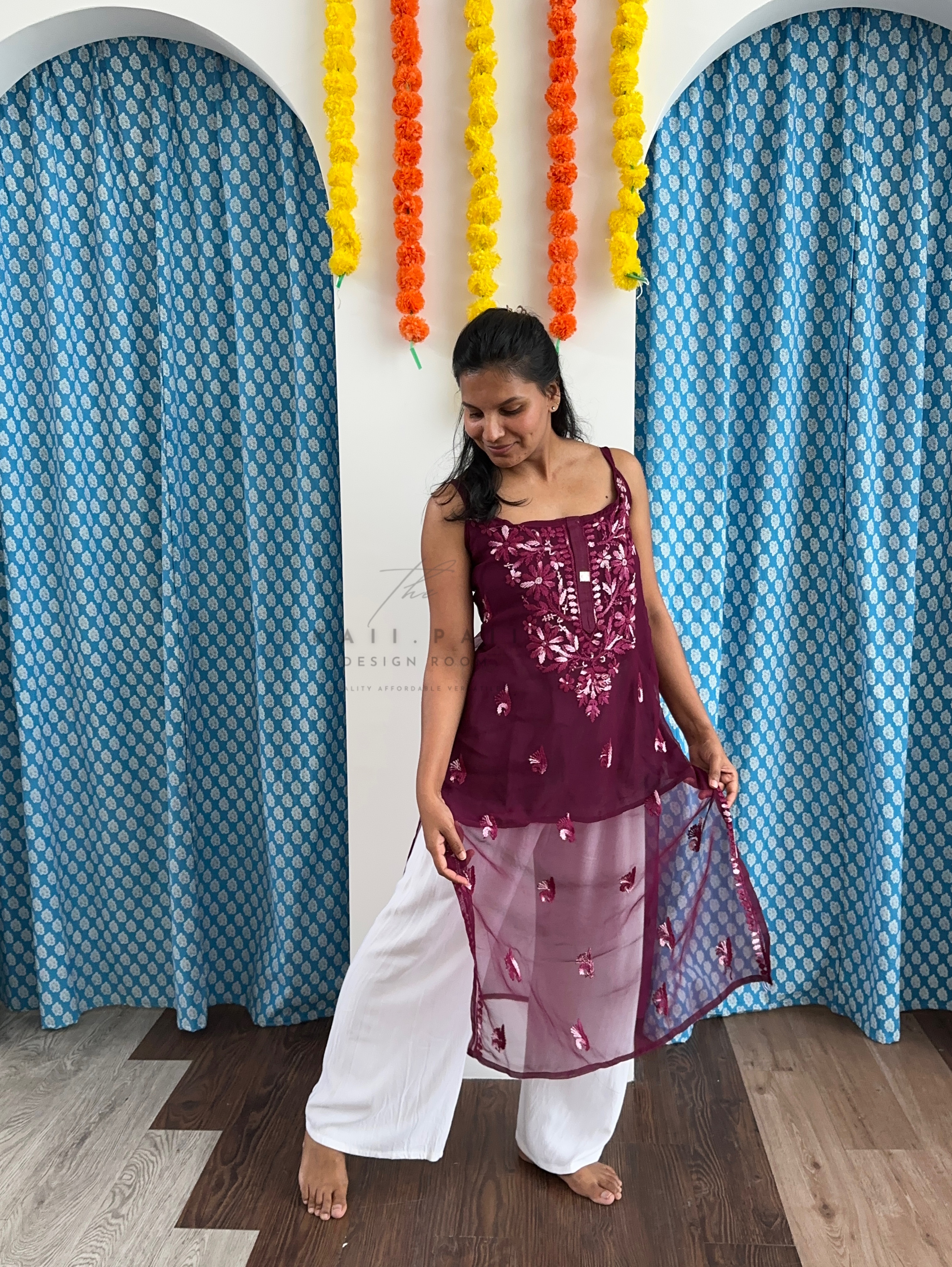 Chikankari Strap Kurti