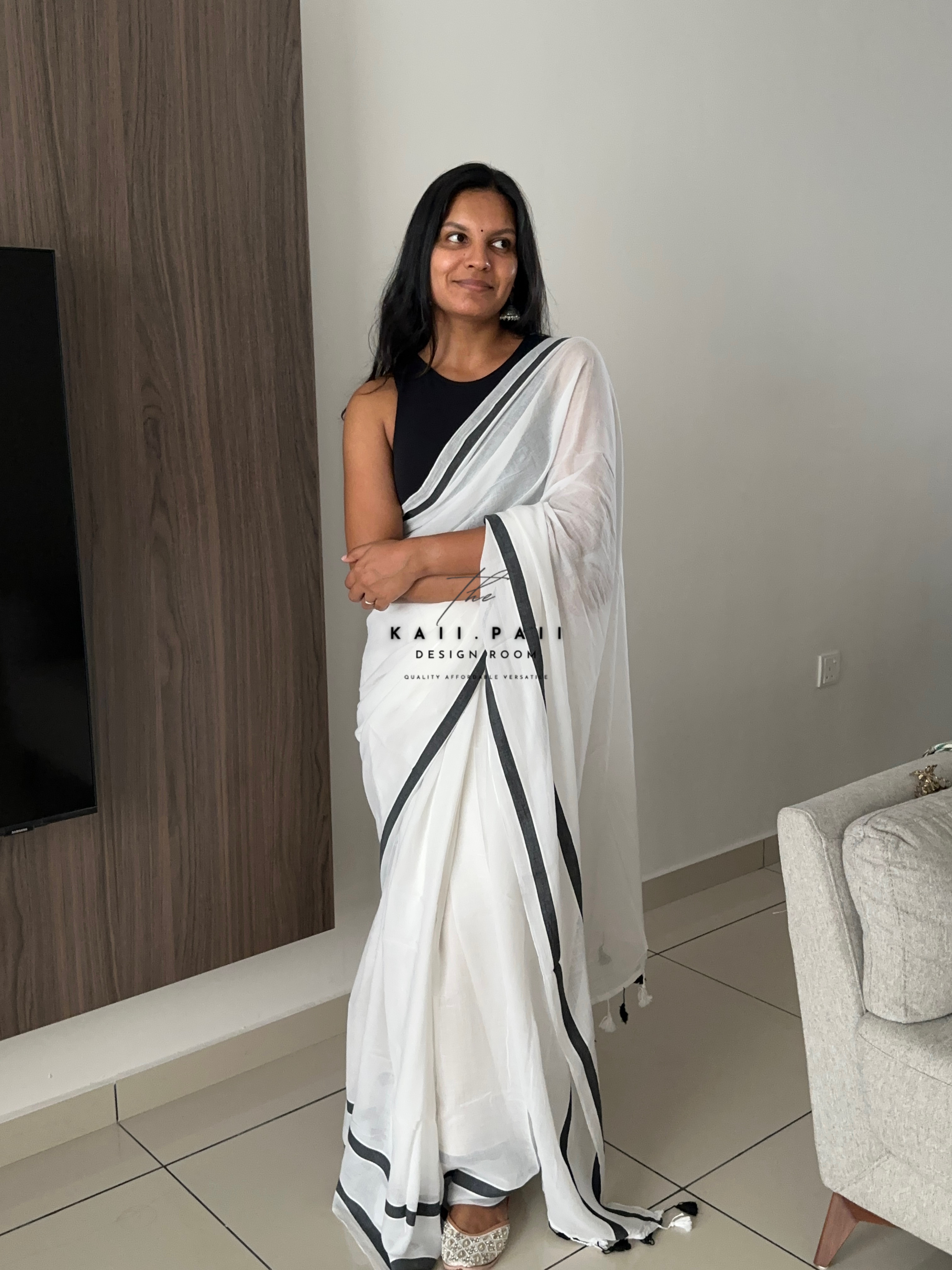 Soft Mul White Saree