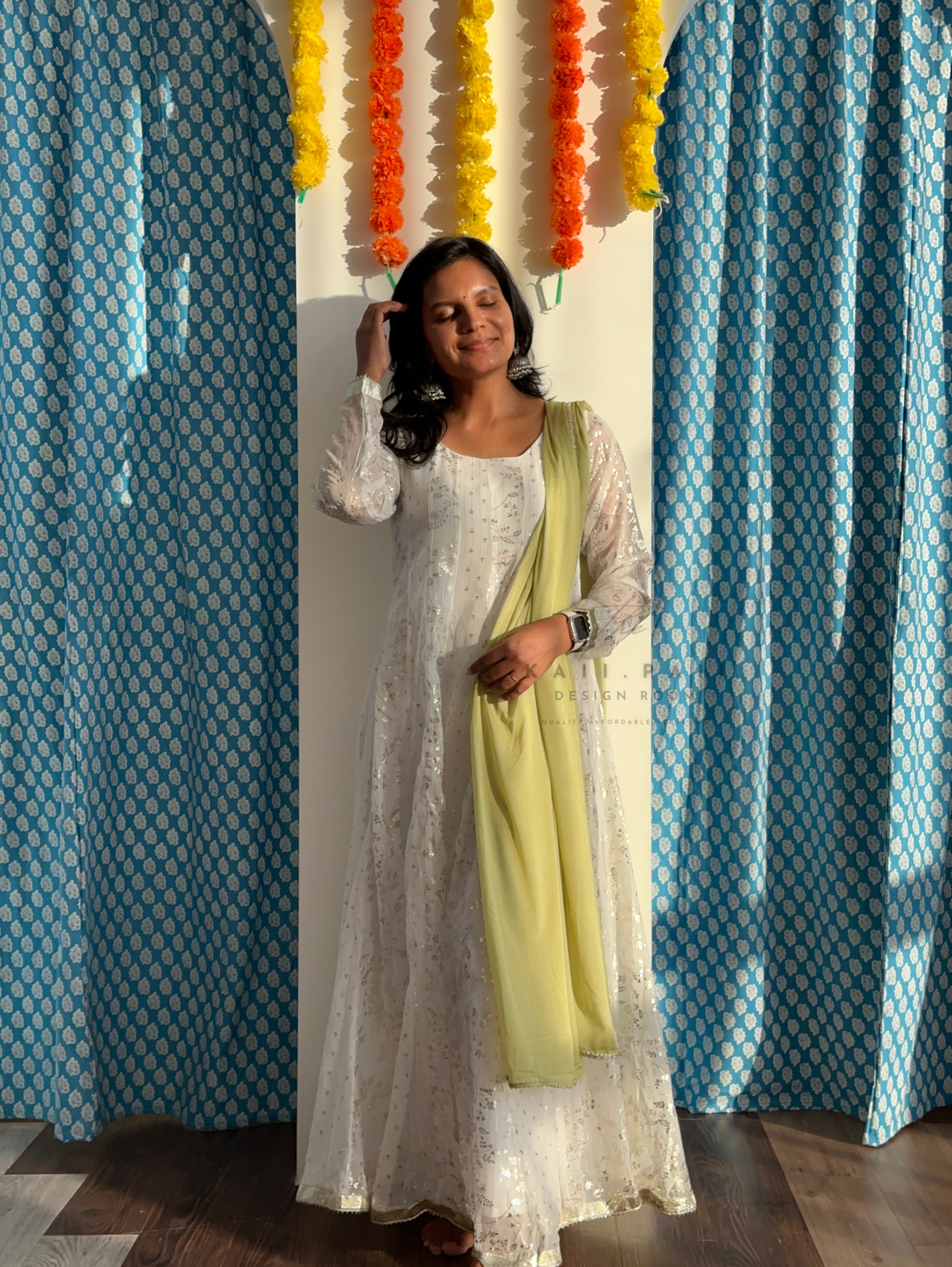 Foil Printed Dress with Dupatta