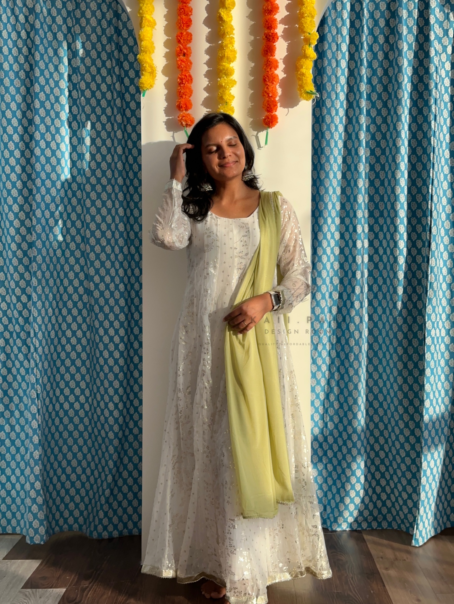 Foil Printed Dress with Dupatta