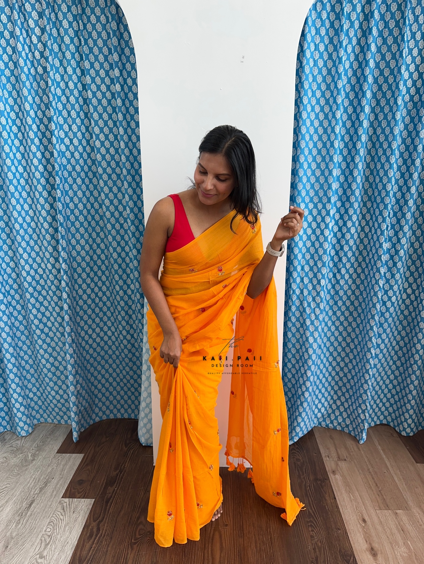 Mul Saree with Roses
