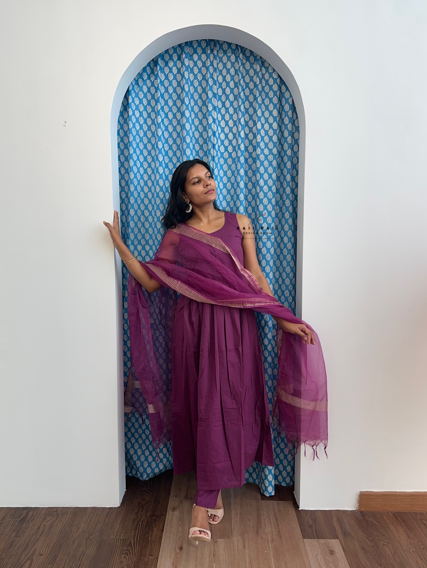 Solid Kurta Set with Organza Dupatta