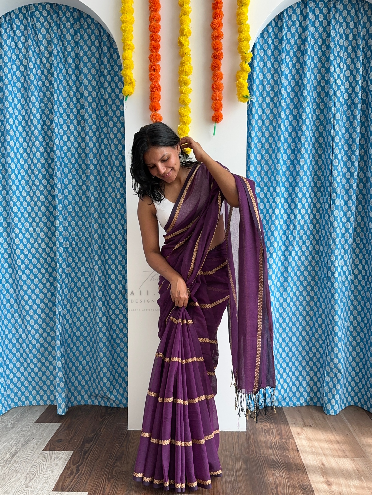 Soft Mul Saree with Threadwork