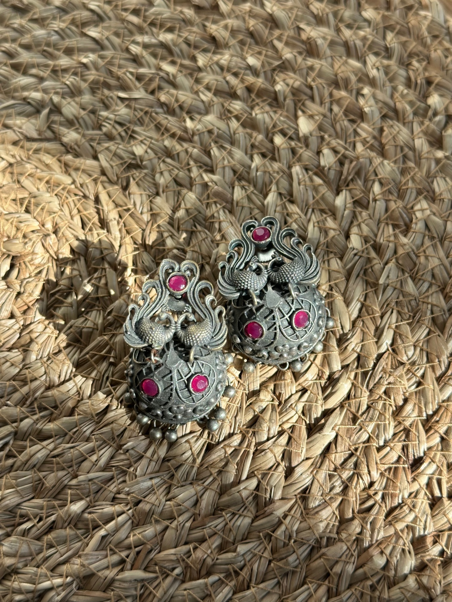 Oxidised Peacock Bell Jhumka