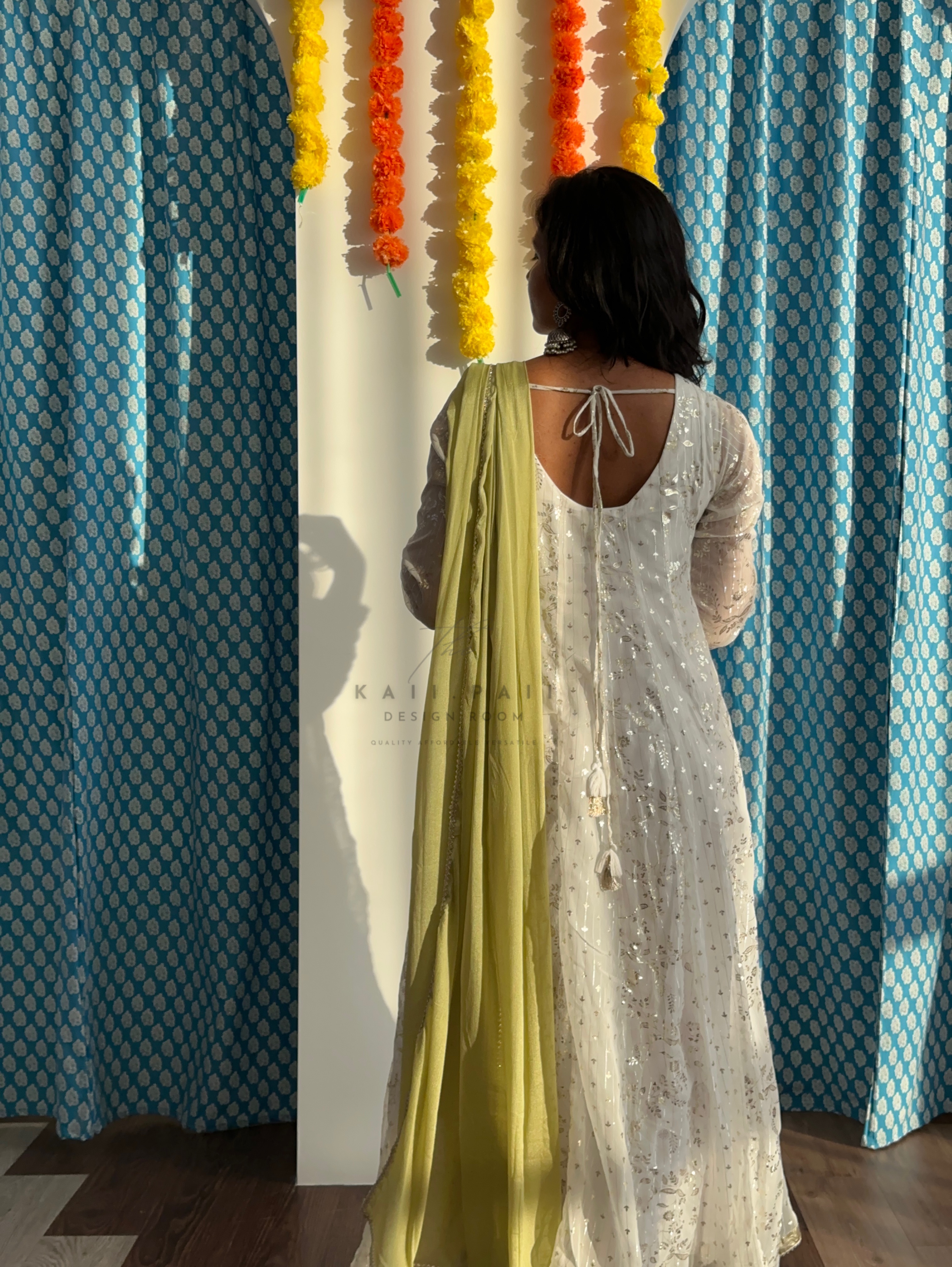 Foil Printed Dress with Dupatta