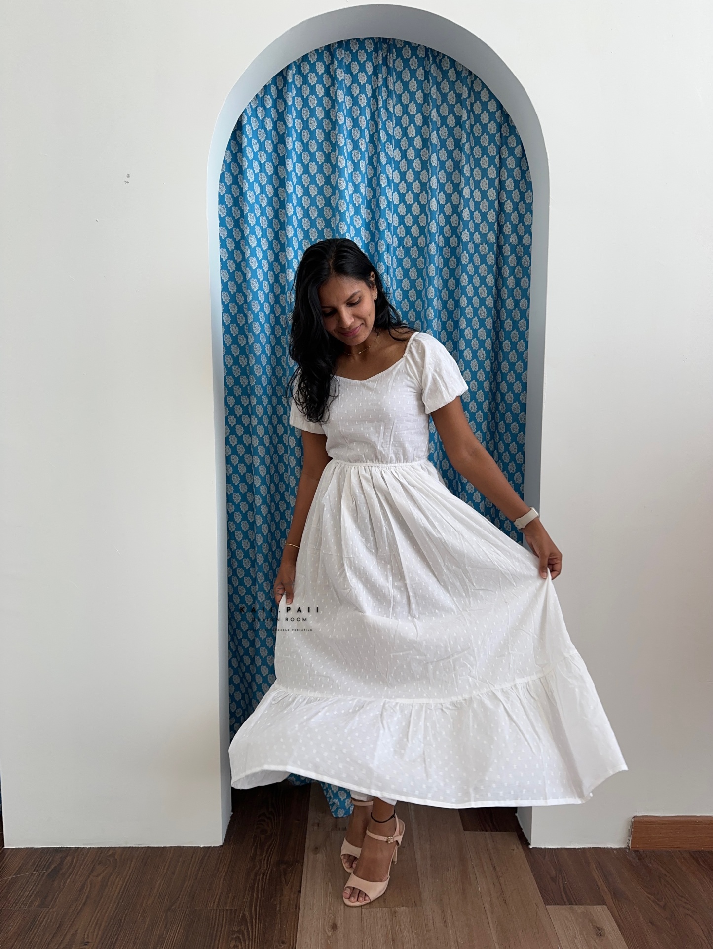 Dobby Cotton Frill Dress