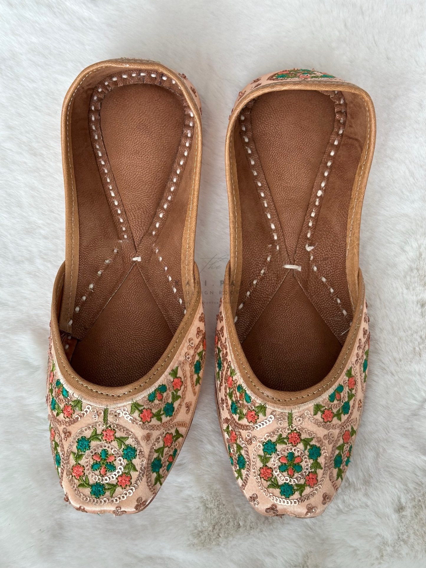 Peach Jutti with Embroidery