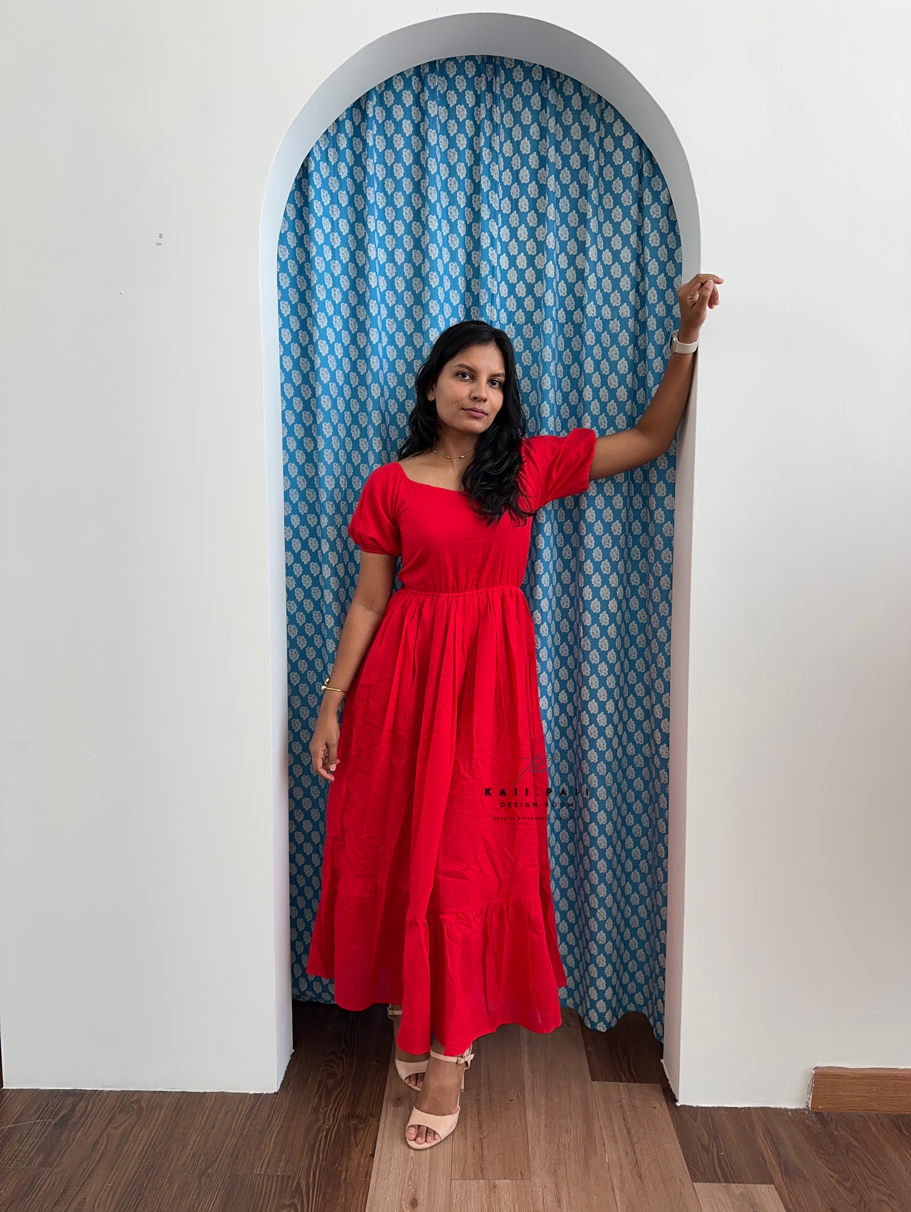 Dobby Cotton Frill Dress