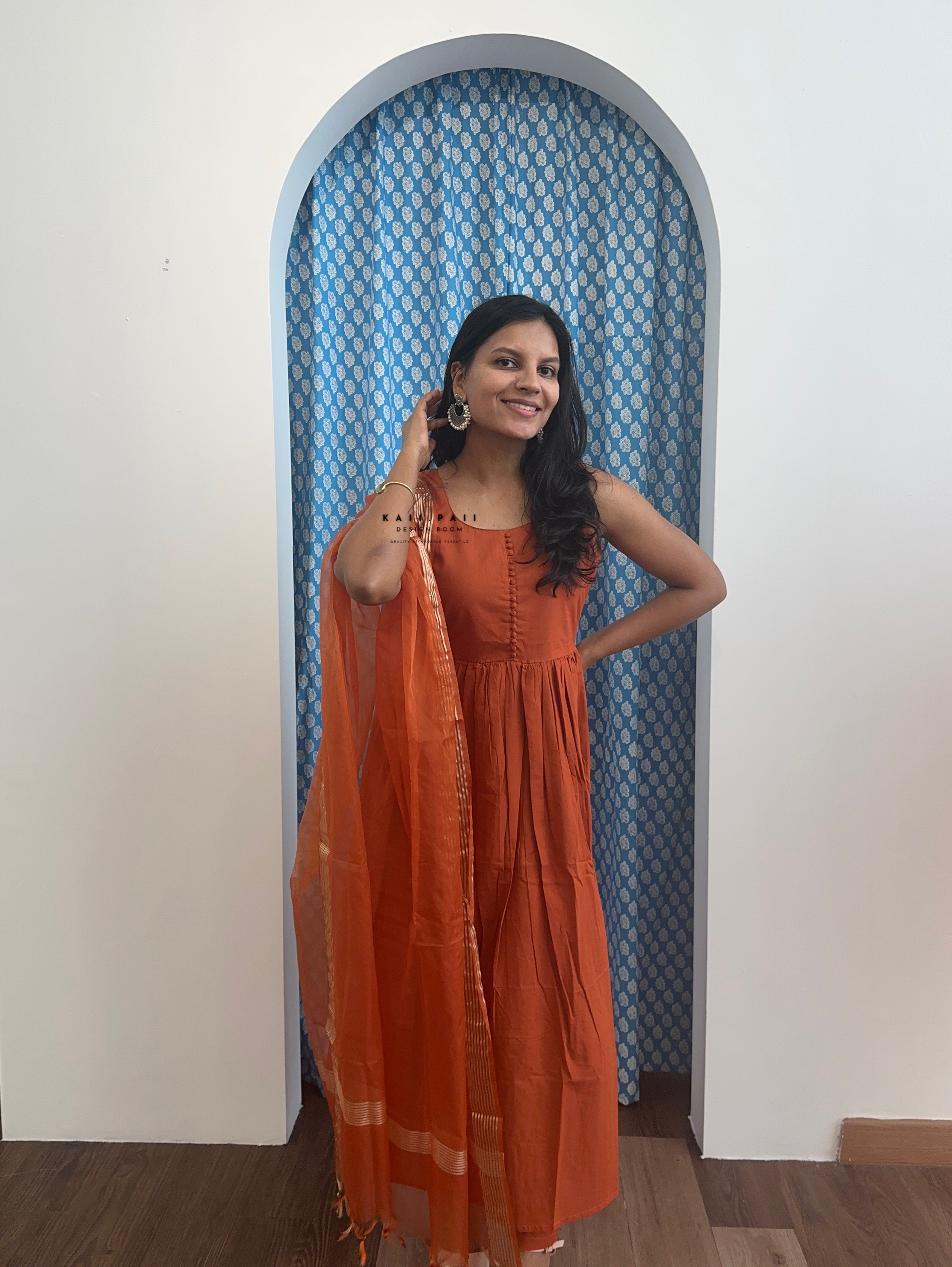 Solid Kurta Set with Organza Dupatta