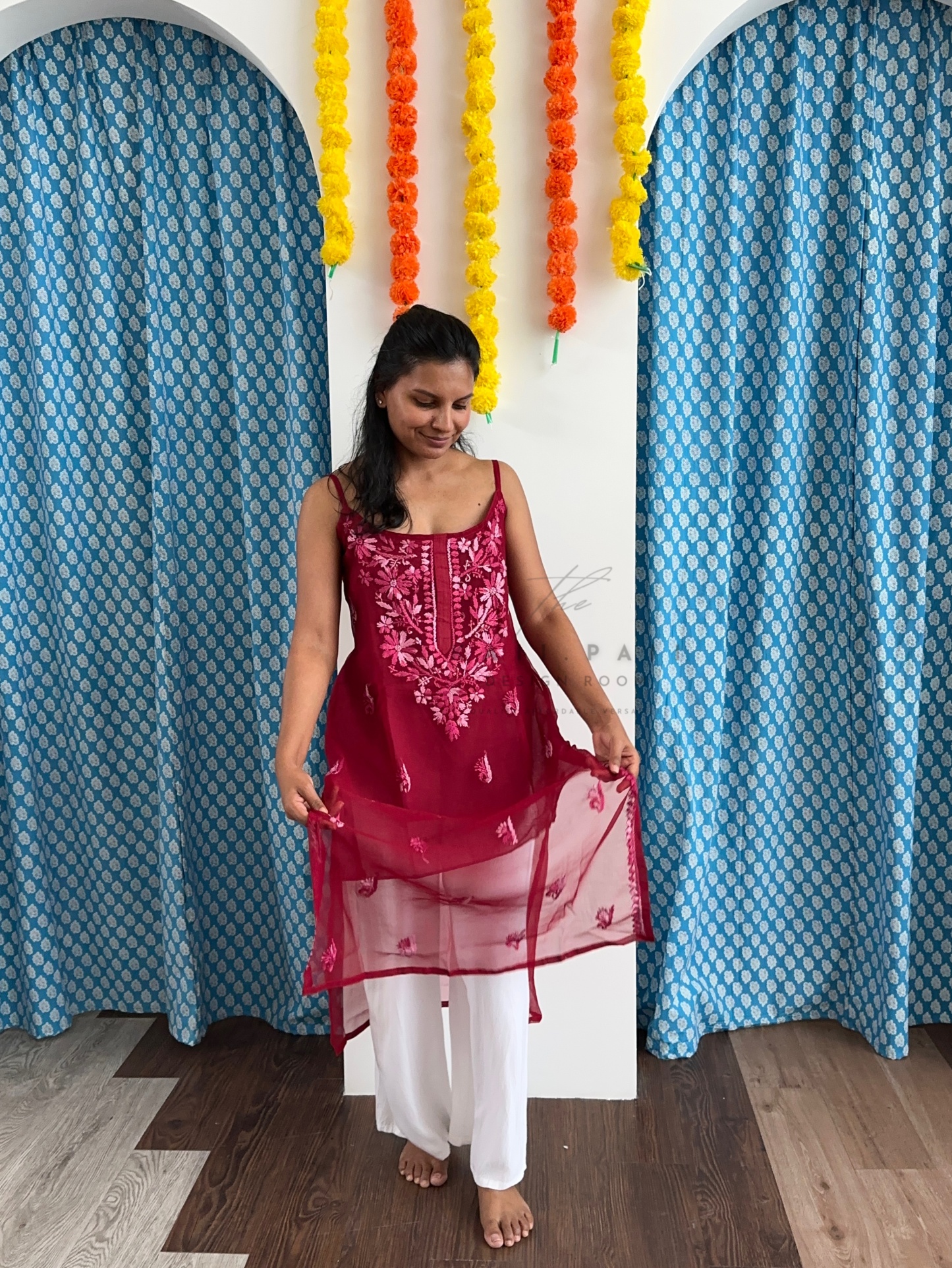 Chikankari Strap Kurti