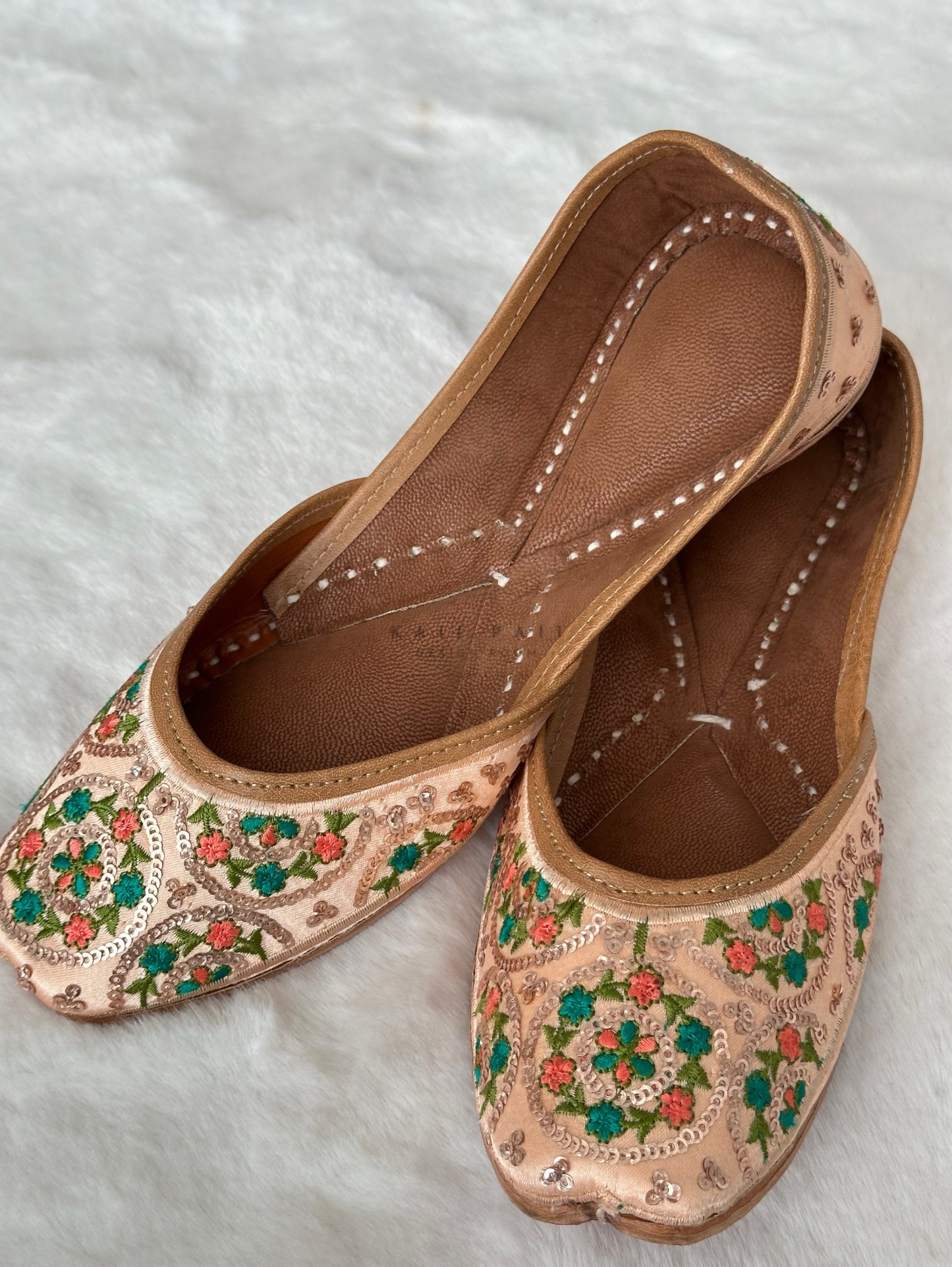 Peach Jutti with Embroidery