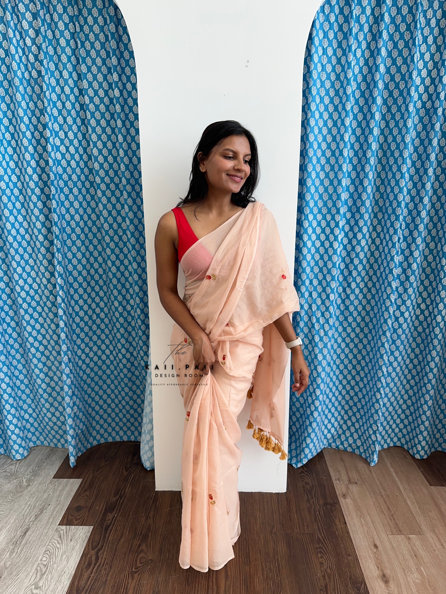 Mul Saree with Roses