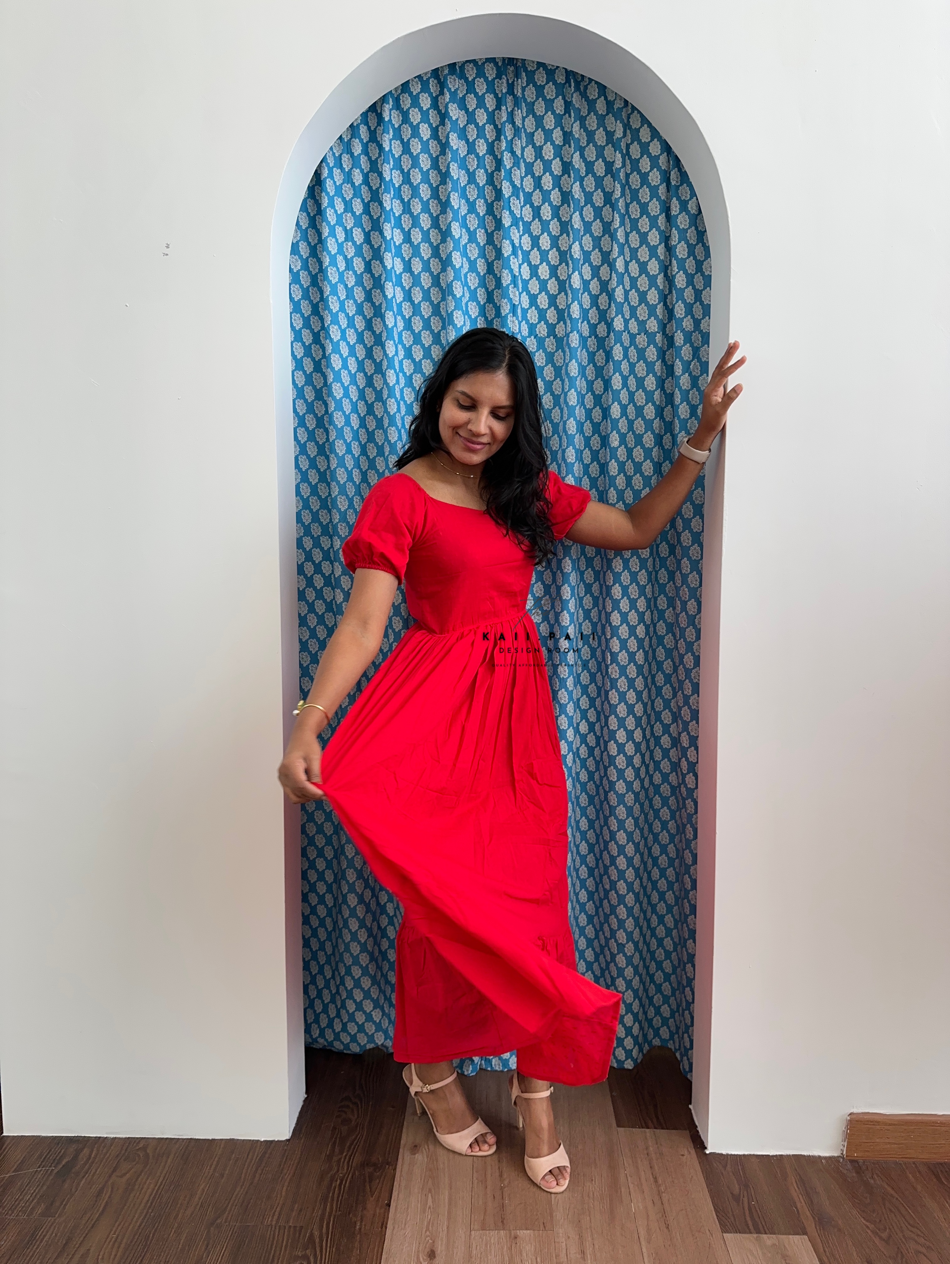 Dobby Cotton Frill Dress