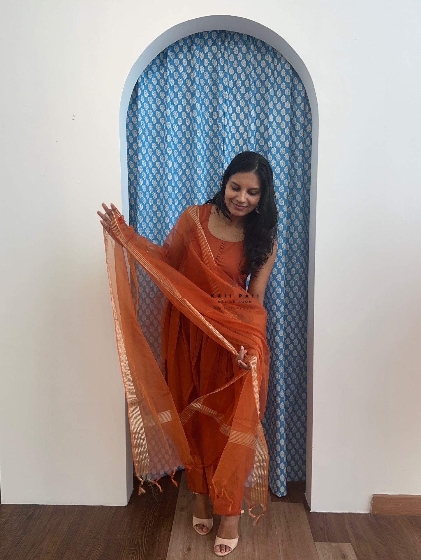 Solid Kurta Set with Organza Dupatta
