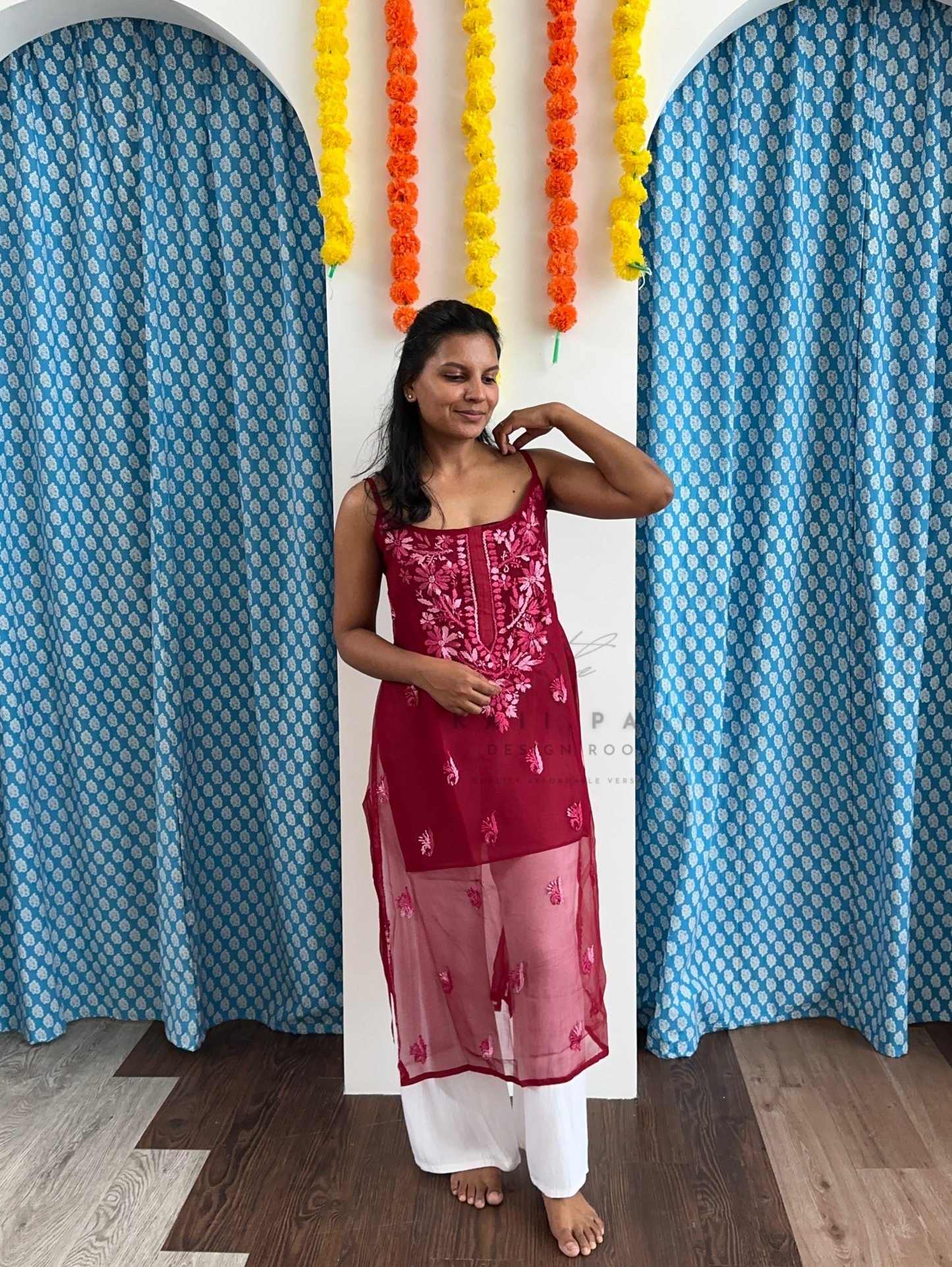 Chikankari Strap Kurti