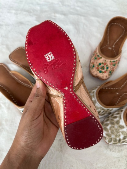 White Jutti with Floral Design