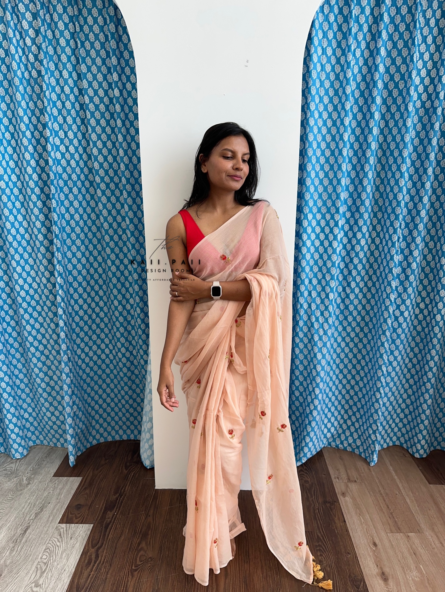 Mul Saree with Roses