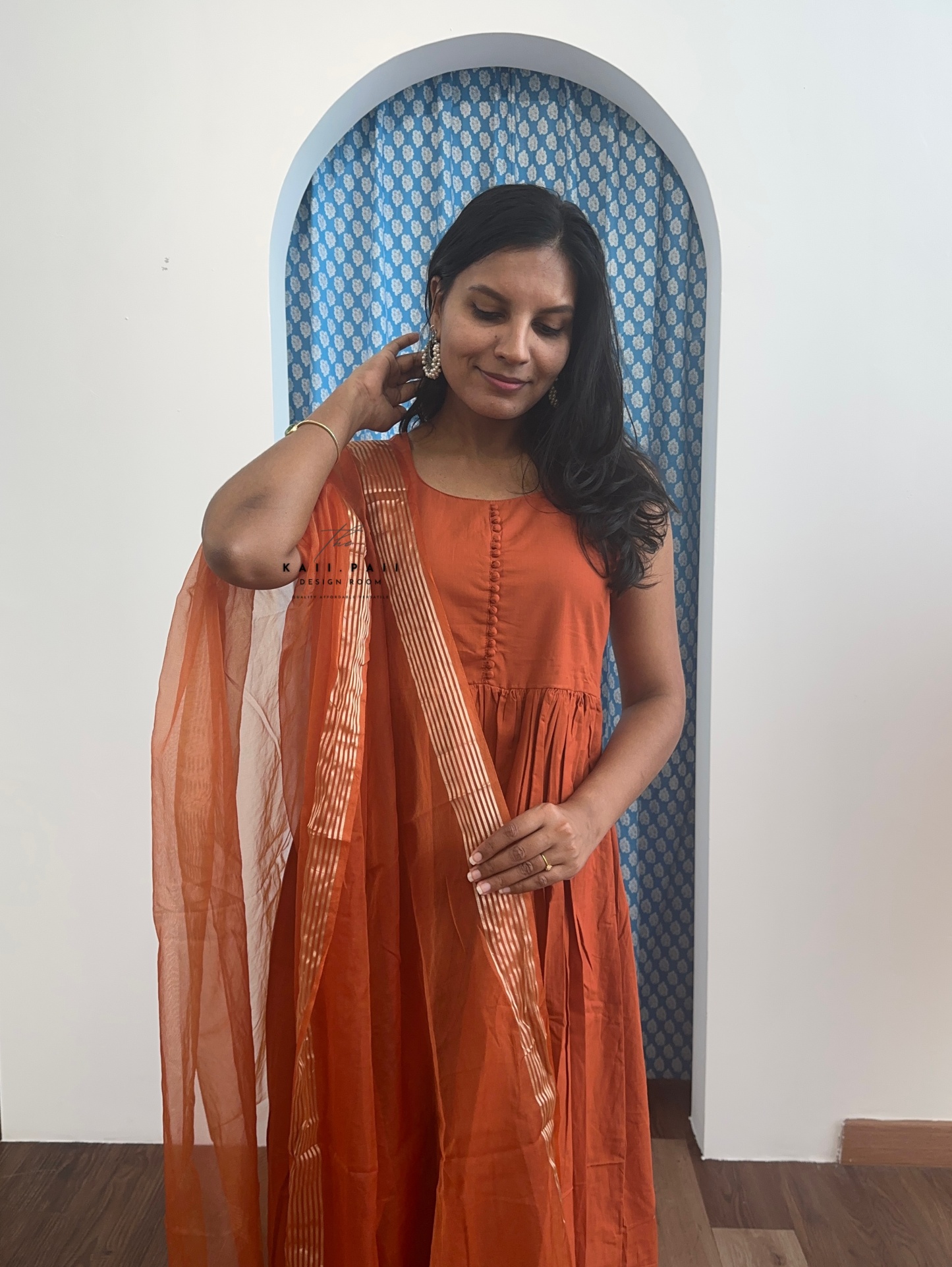 Solid Kurta Set with Organza Dupatta