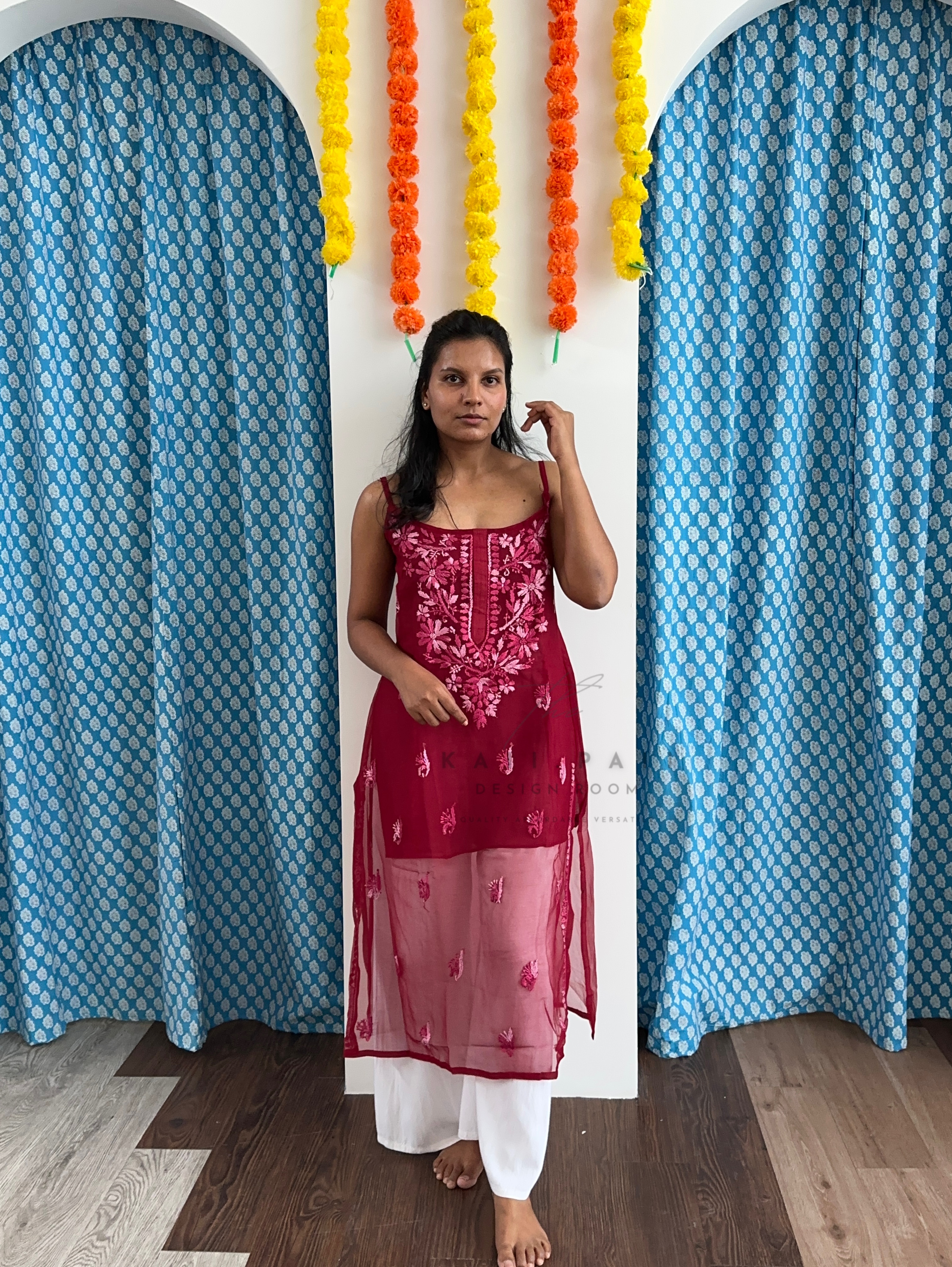 Chikankari Strap Kurti