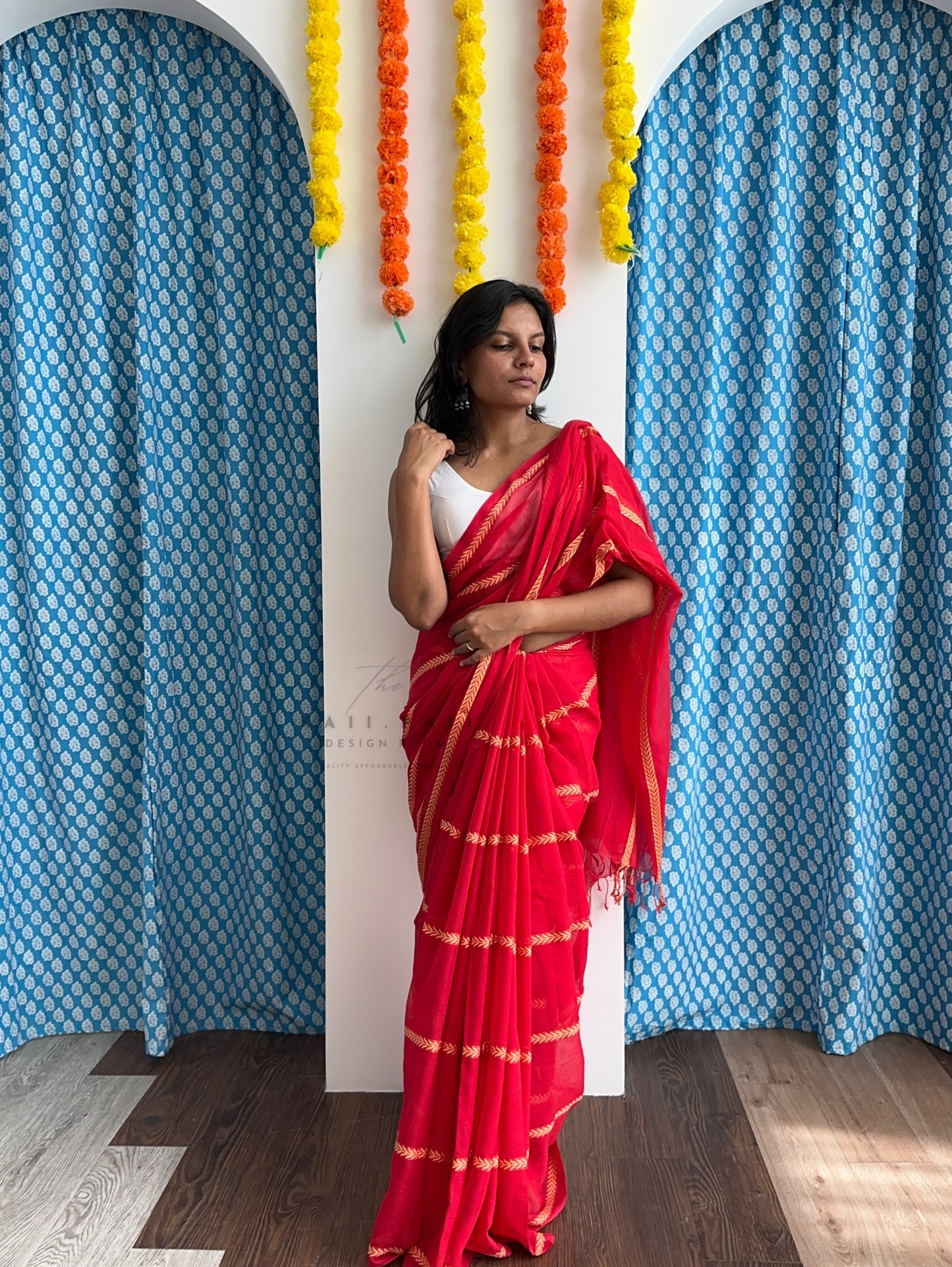 Soft Mul Saree with Threadwork