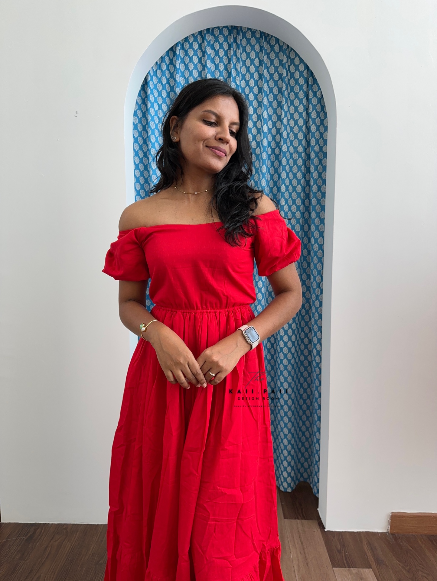 Dobby Cotton Frill Dress
