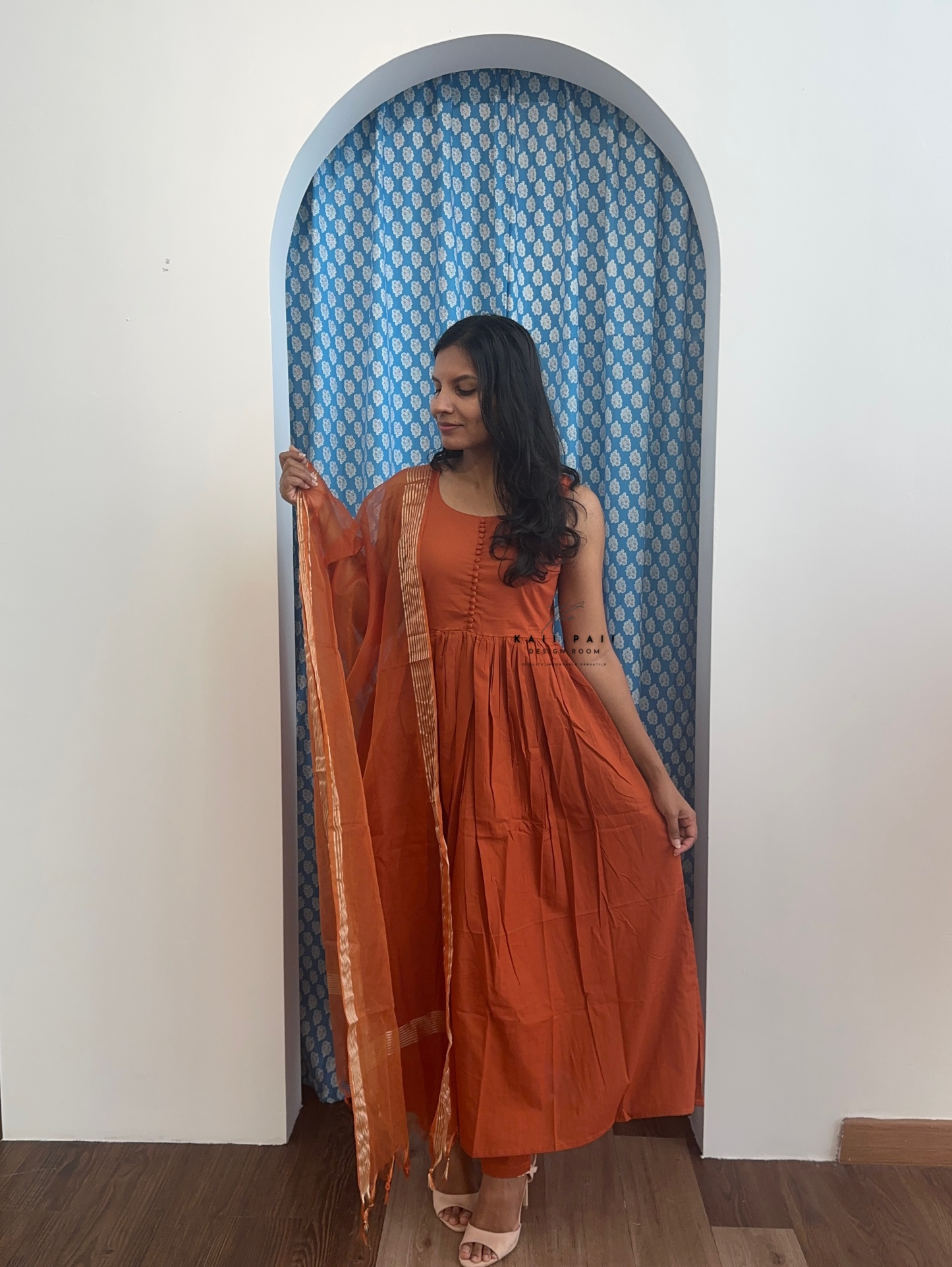 Solid Kurta Set with Organza Dupatta