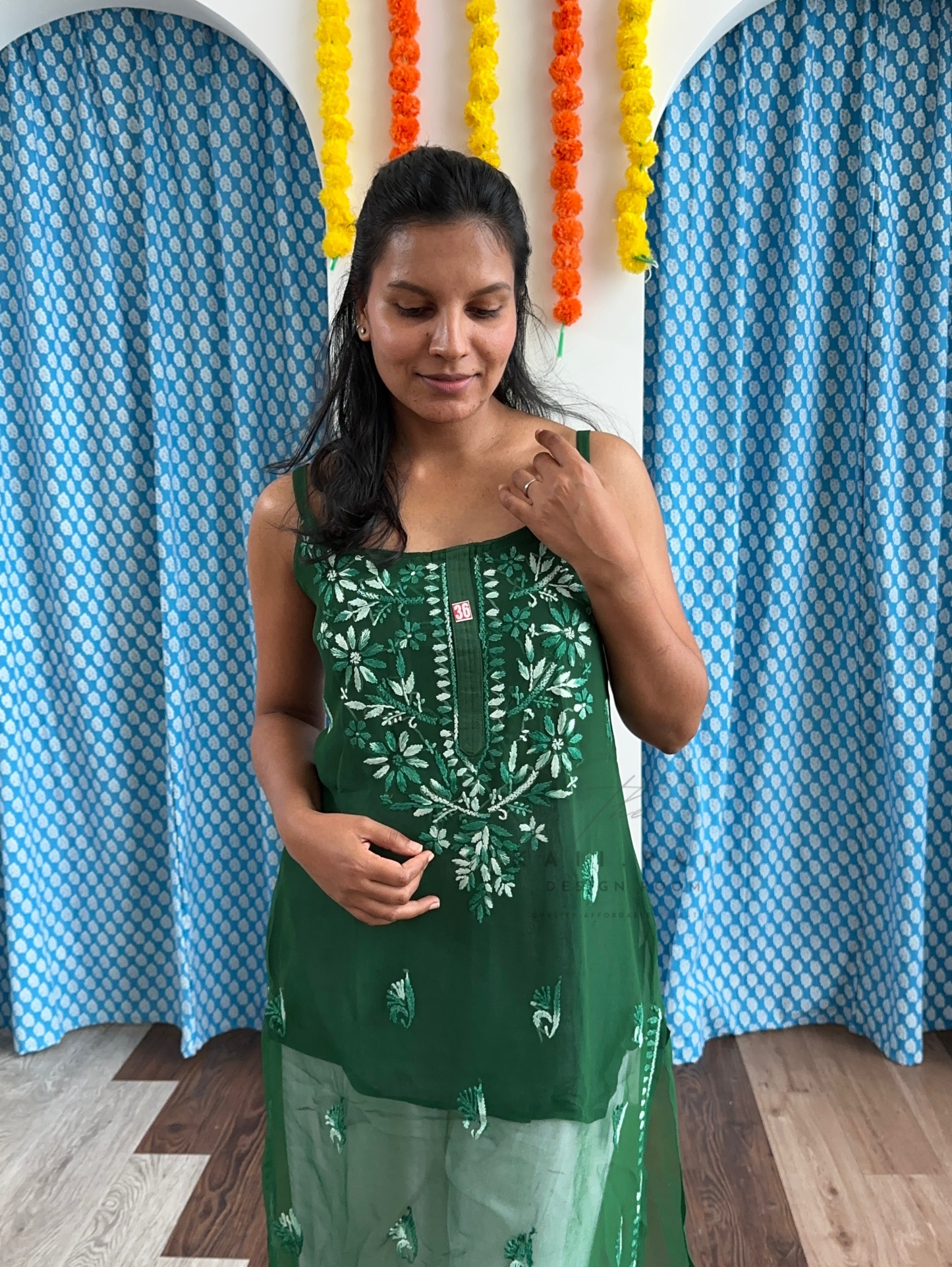 Chikankari Strap Kurti