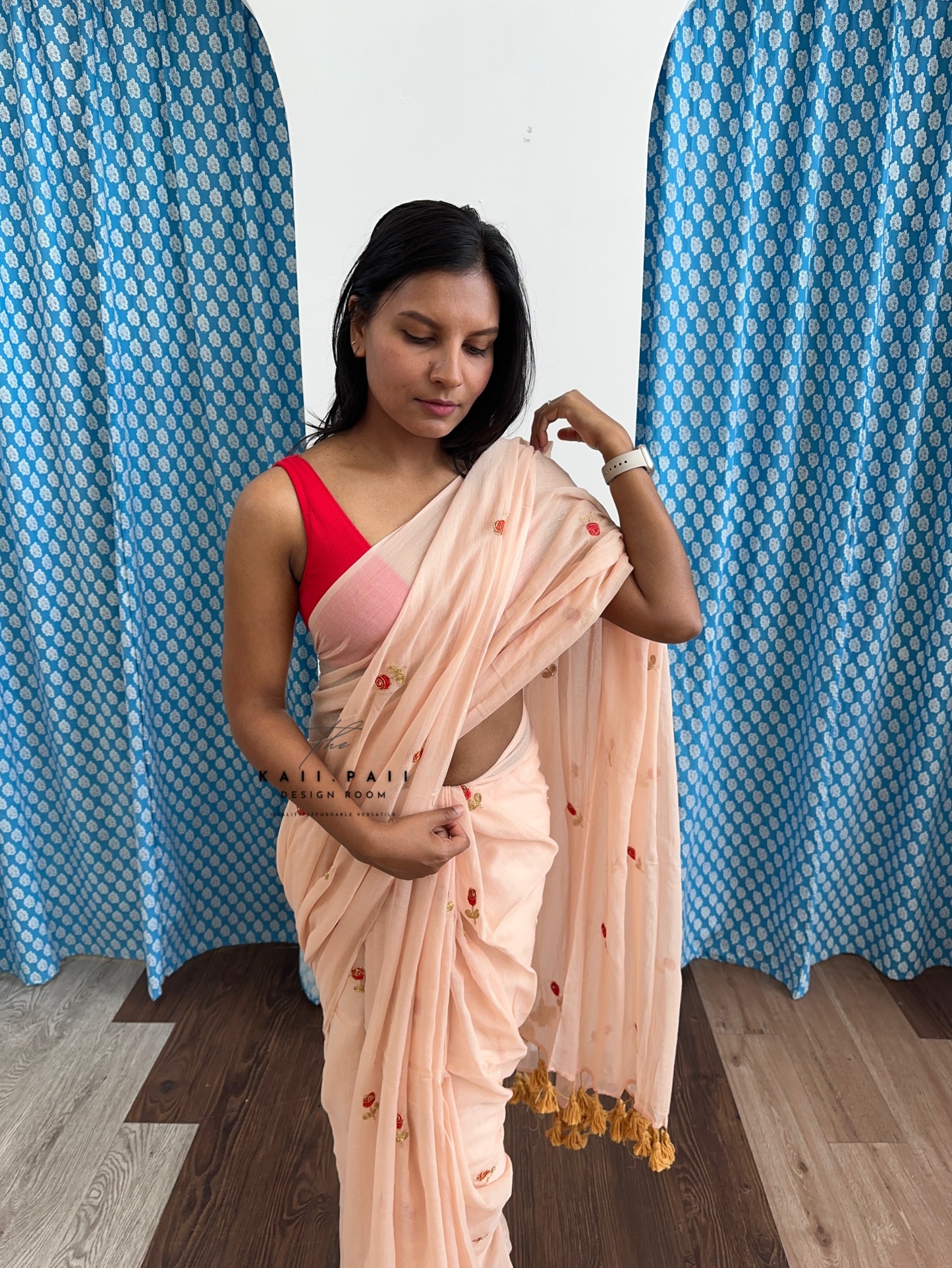 Mul Saree with Roses