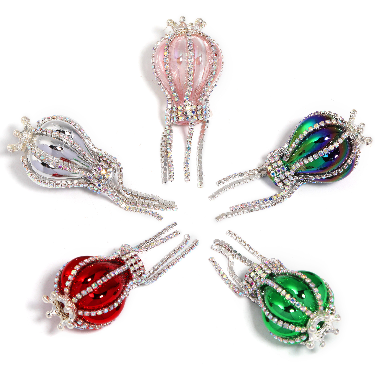 【B120】 10Pcs Plated Color Crown Hot Air Balloon DIY Acrylic Beads-JPM