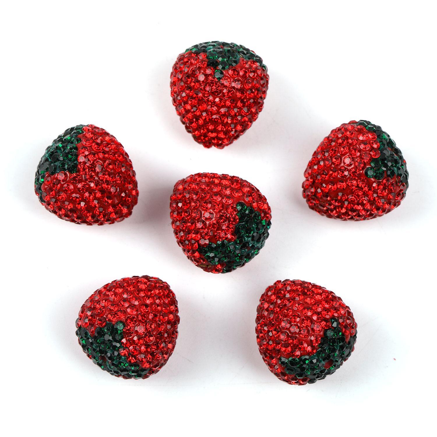【B96】Qty 20 Fully drilled strawberry beads drill ball strawberry vertical hole loose beads handmade diy