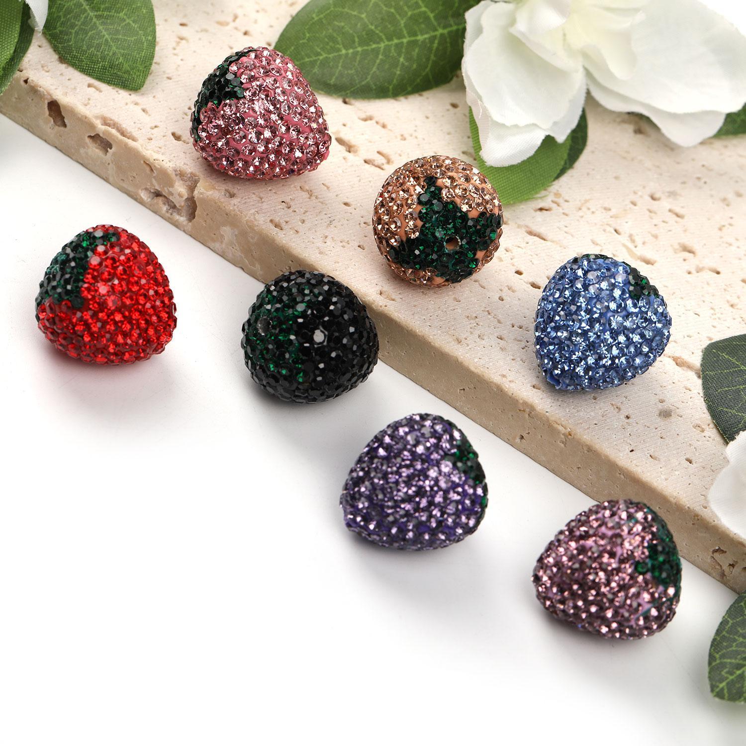 【B96】Qty 20 Fully drilled strawberry beads drill ball strawberry vertical hole loose beads handmade diy