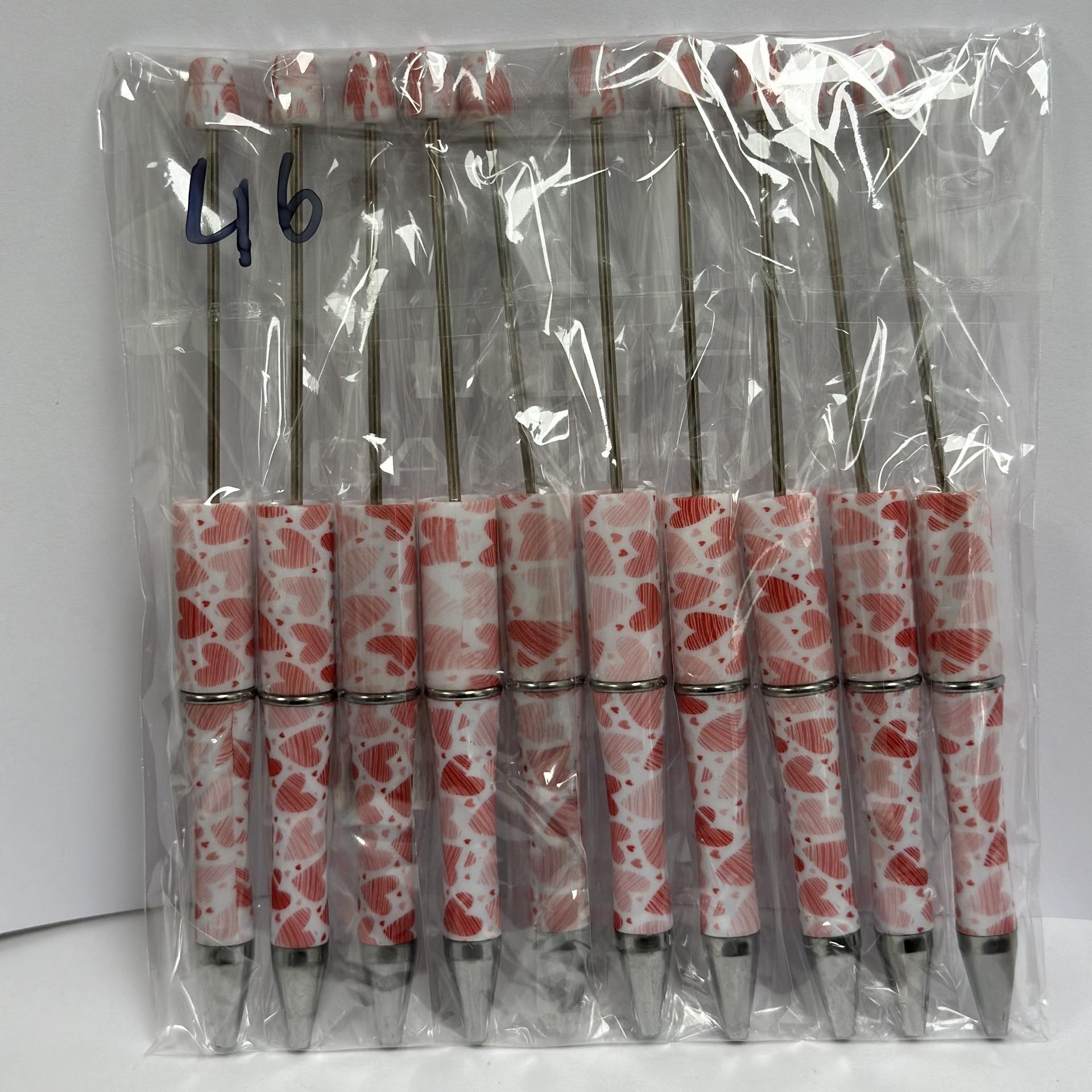 【P1】Beadable Pens Bulk Plastic Bead Ballpoint Pens for DIY 