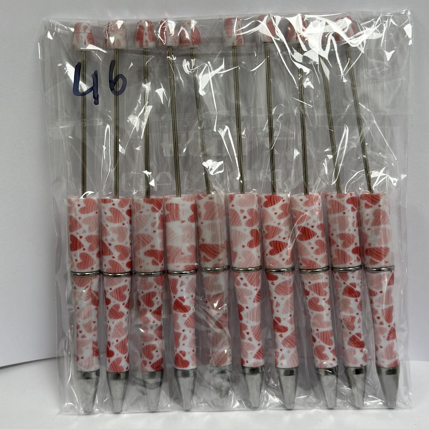 【P1】Beadable Pens Bulk Plastic Bead Ballpoint Pens for DIY 
