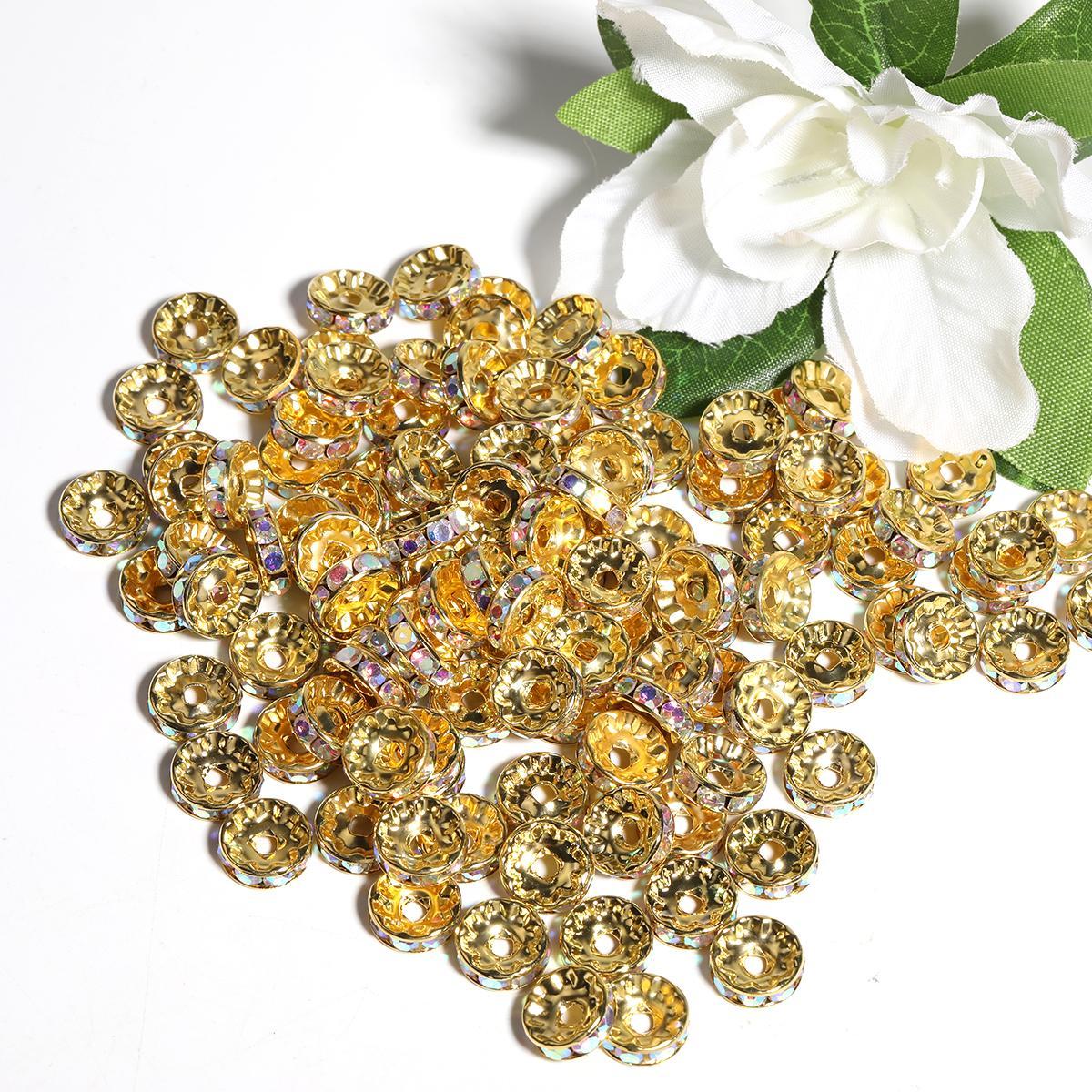 【B8】500pcs Rhinestone Spacer Beads for Jewelry Making, Rondelle Crystal -JPM