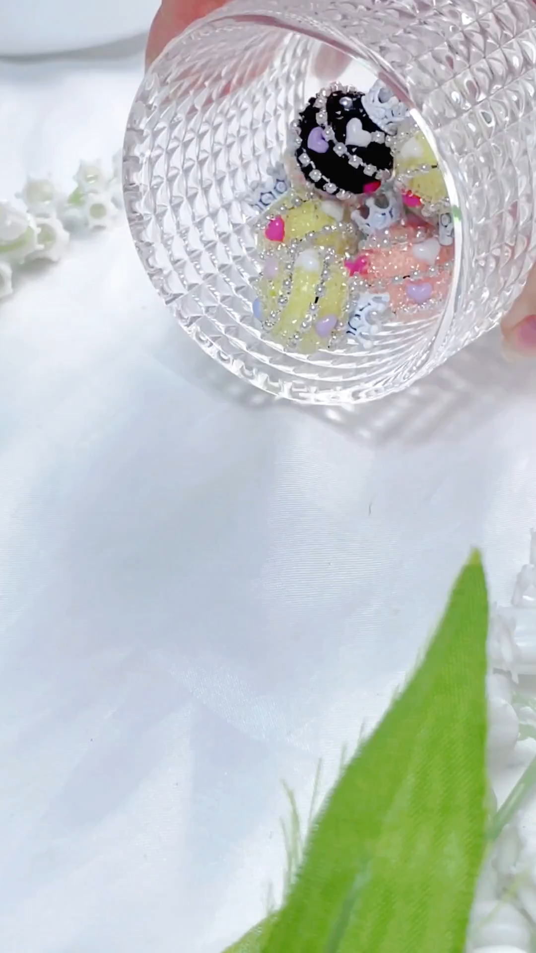【B117】10pcs  Crown Acrylic Sugar Beaded Pens  sugar beads  Diy Rhinestone Beads with pearl 