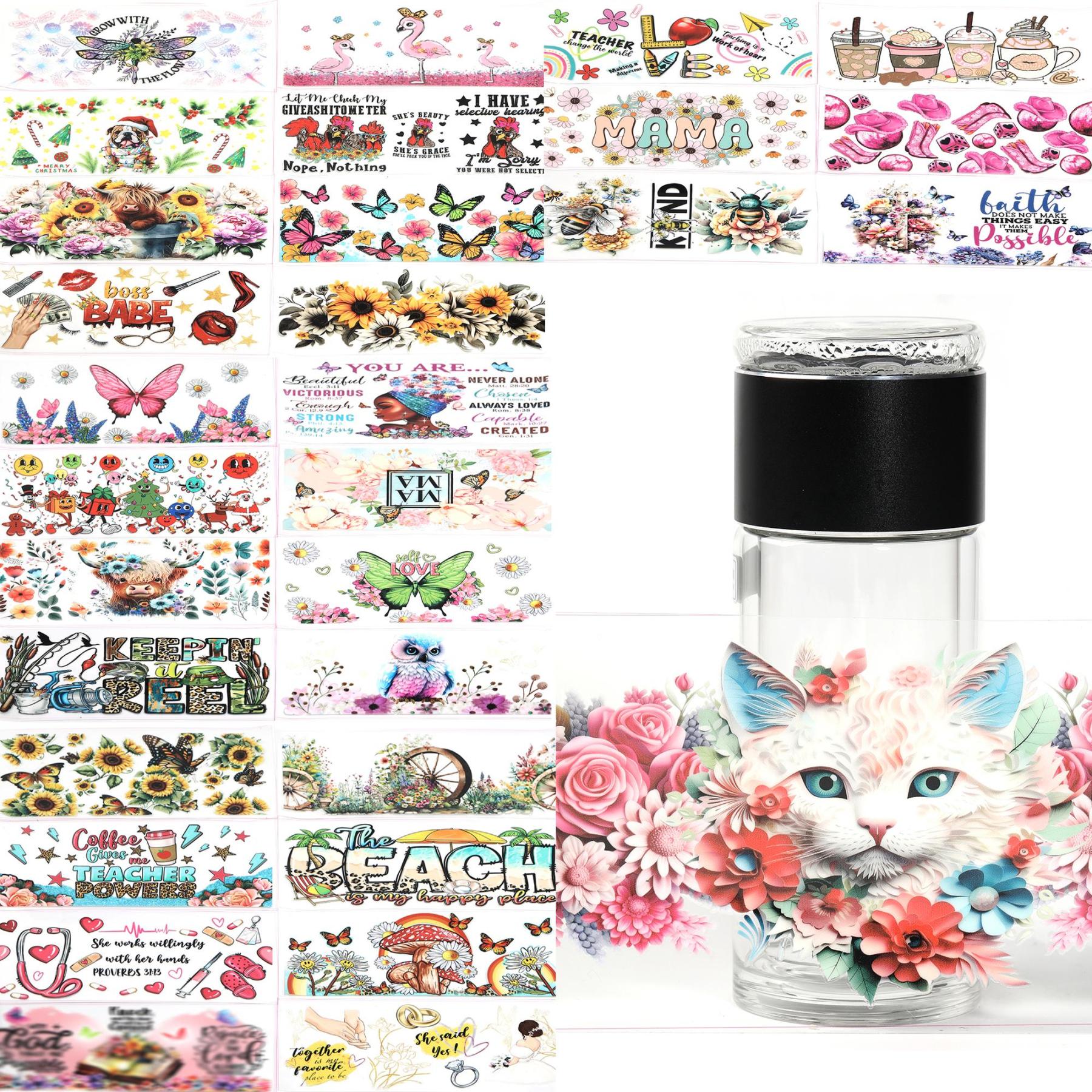 【S97】 30pcs UV Cup Stickers: for Laptop, iPhone, Water Bottles, Computer-JPM
