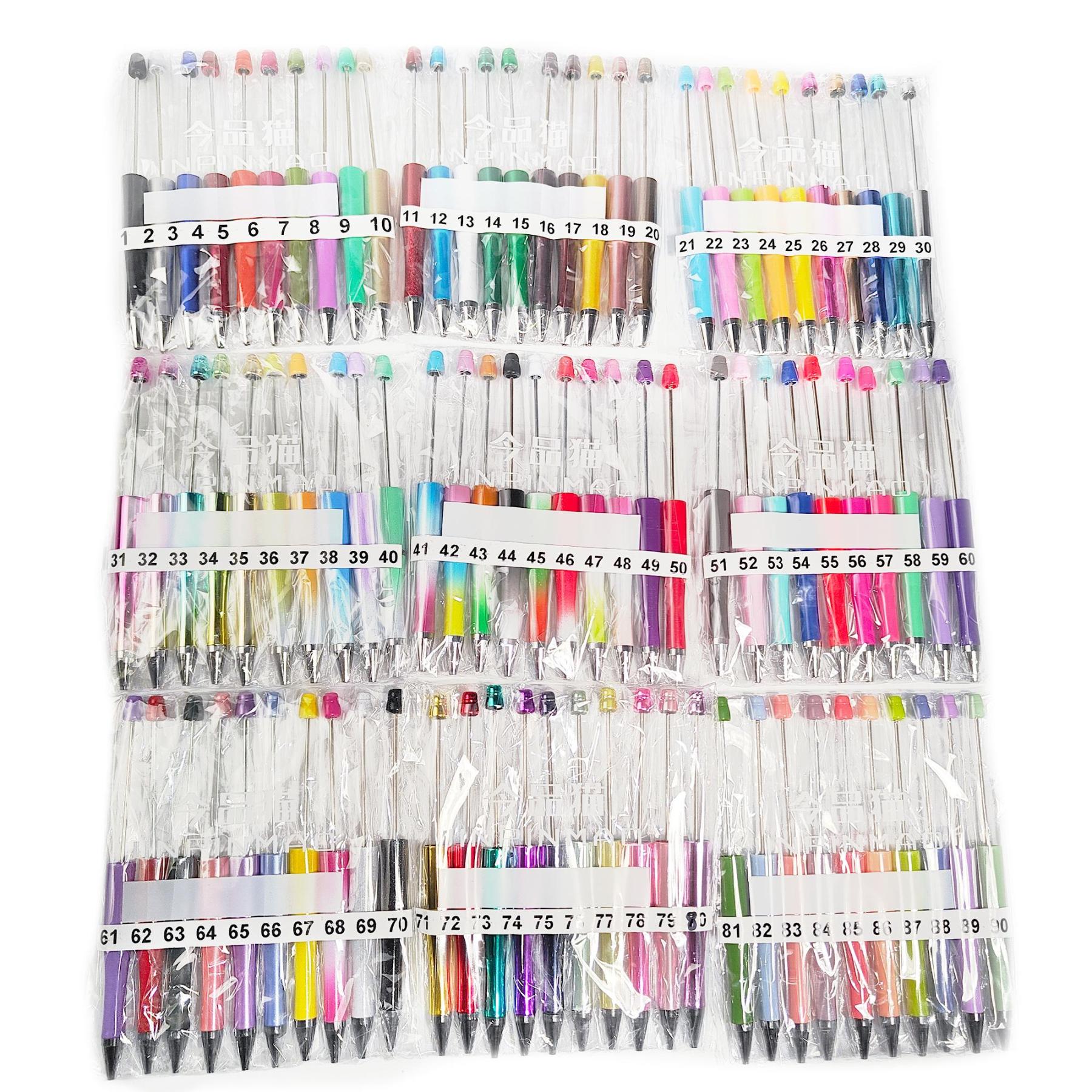 【P1】Beadable Pens Bulk Plastic Bead Ballpoint Pens for DIY 