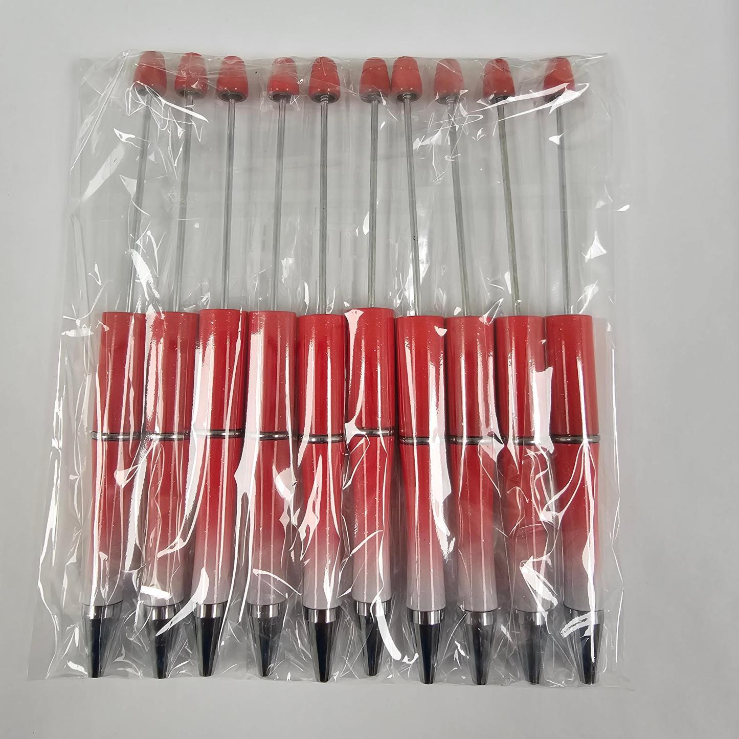 【P1】Beadable Pens Bulk Plastic Bead Ballpoint Pens for DIY 
