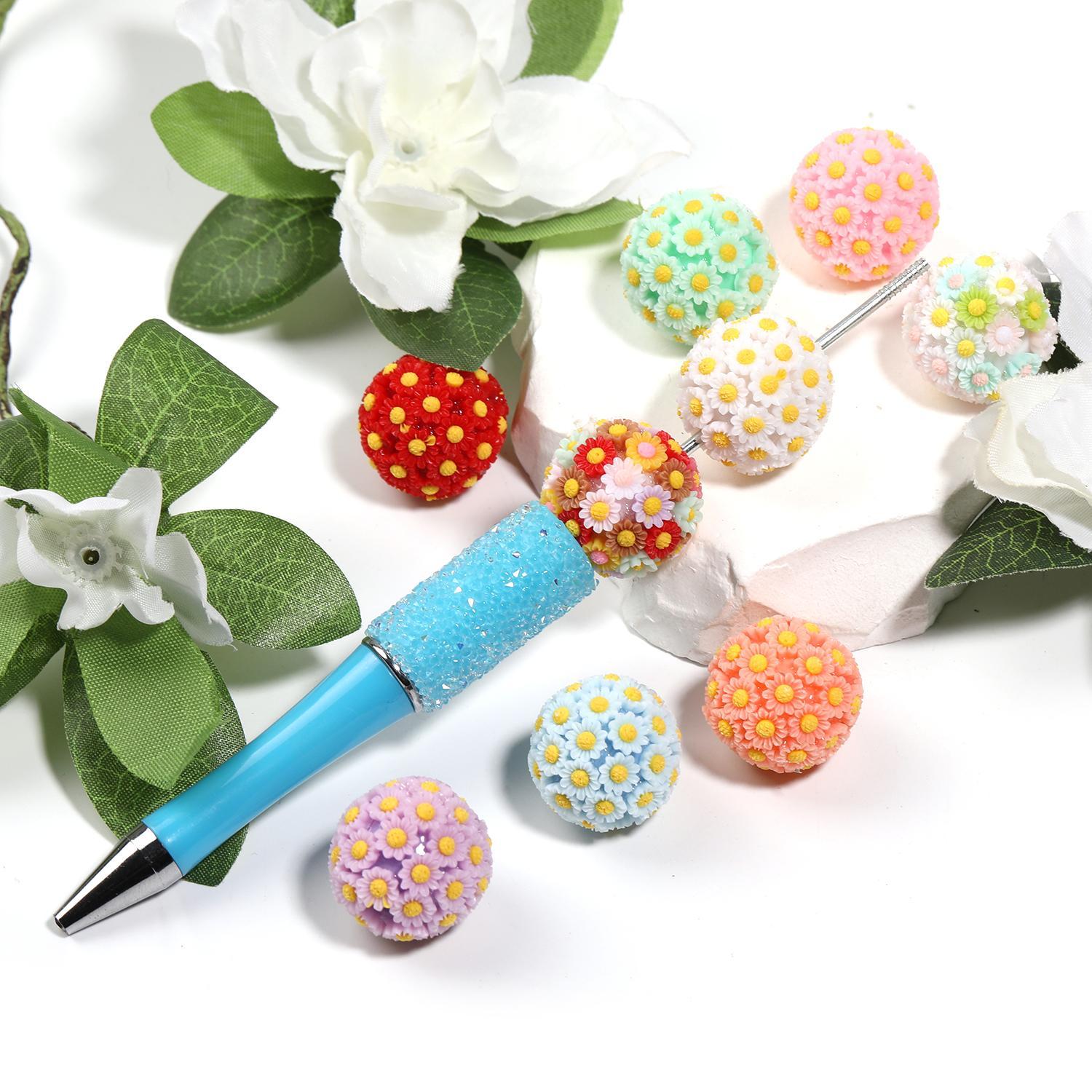 【B104】20Pcs Resin flower round ball earrings hair accessories diy accessories jewelry materials-JPM